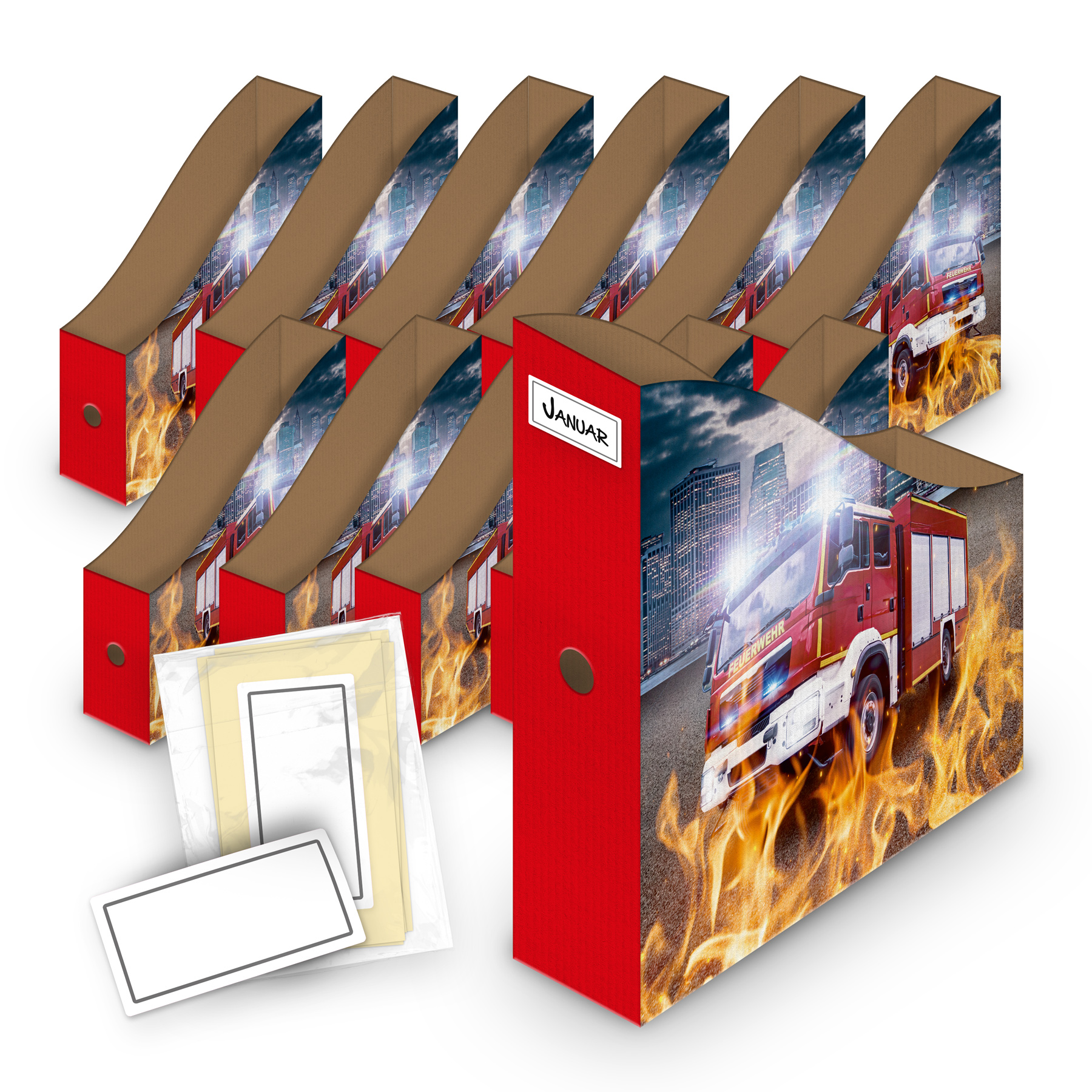 itenga 12er SET Wellpappe Stehsammler Feuerwehr f�r DIN ...