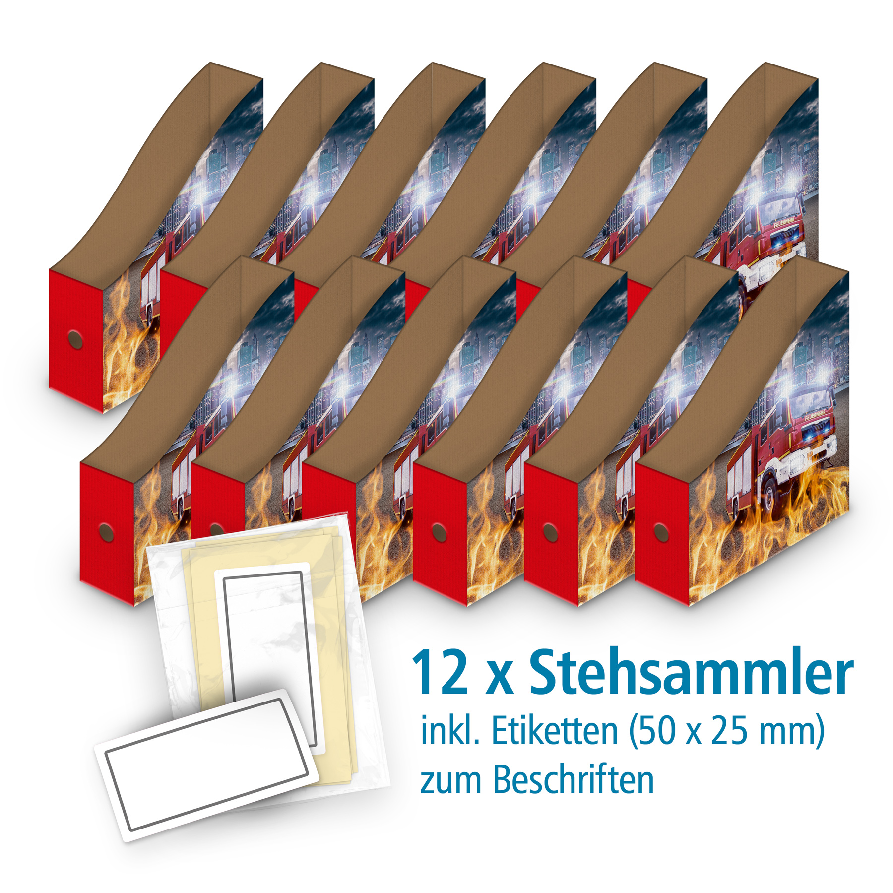 itenga 12er SET Wellpappe Stehsammler Feuerwehr f�r DIN ...