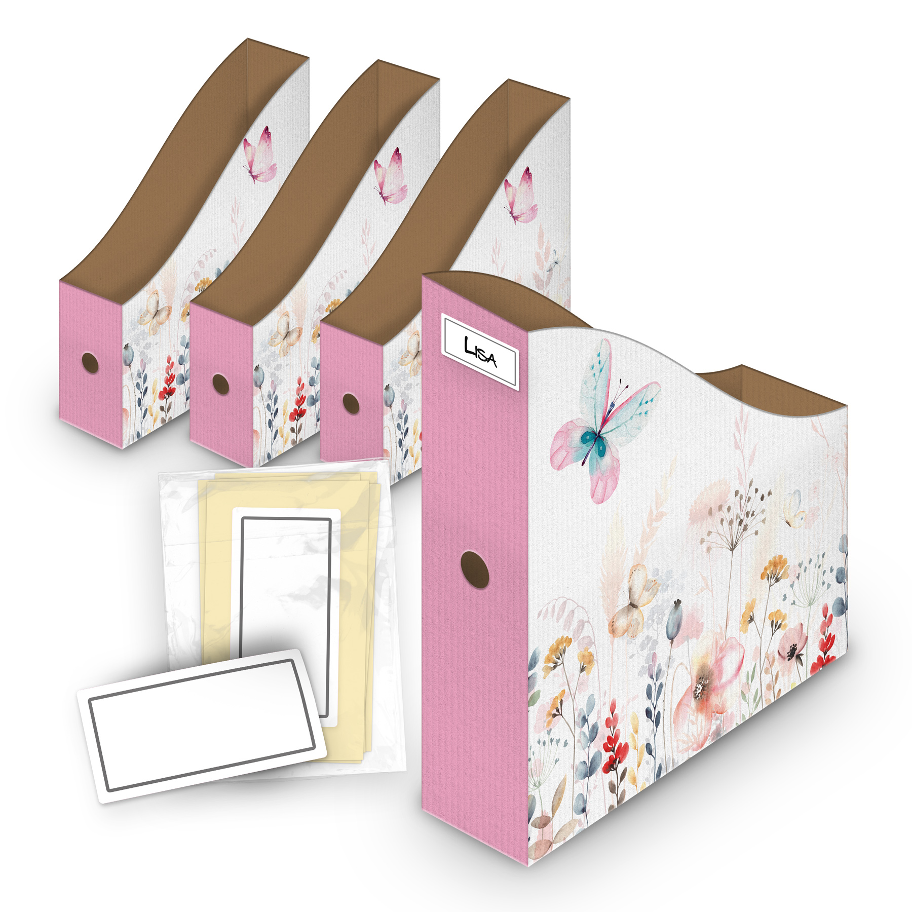 itenga 4er SET Wellpappe Motiv Stehsammler Schmetterling...