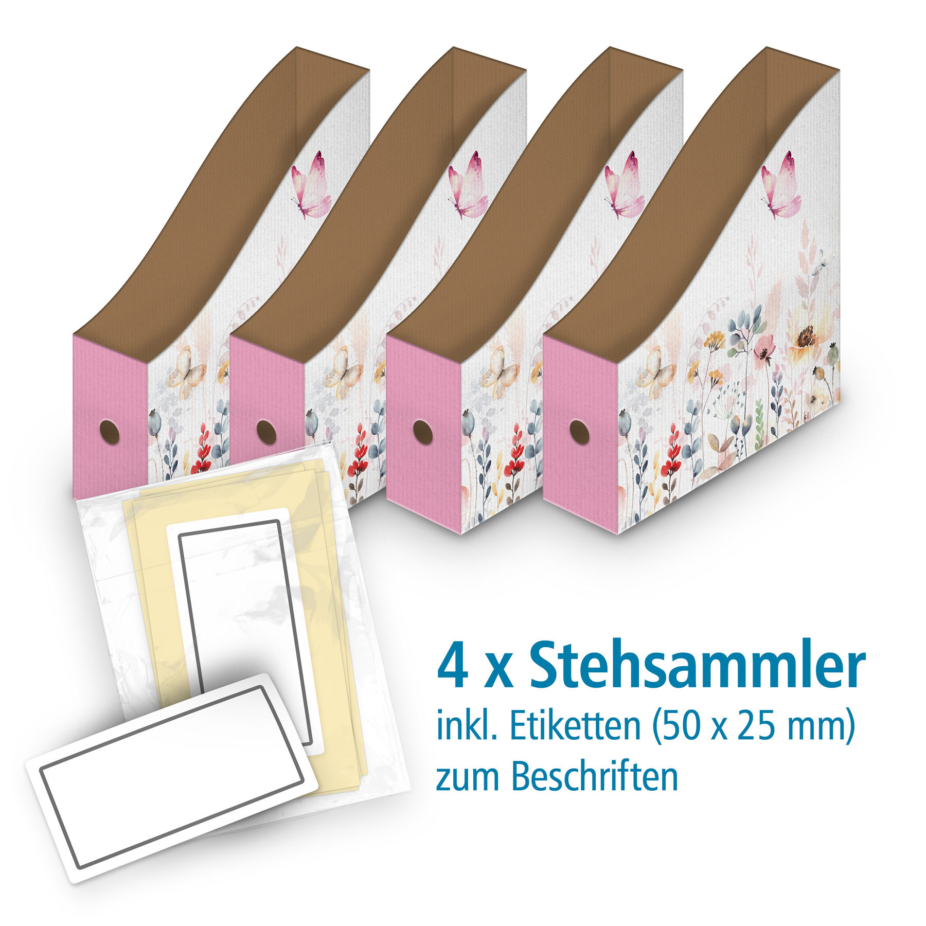 itenga 4er SET Wellpappe Motiv Stehsammler Schmetterling...
