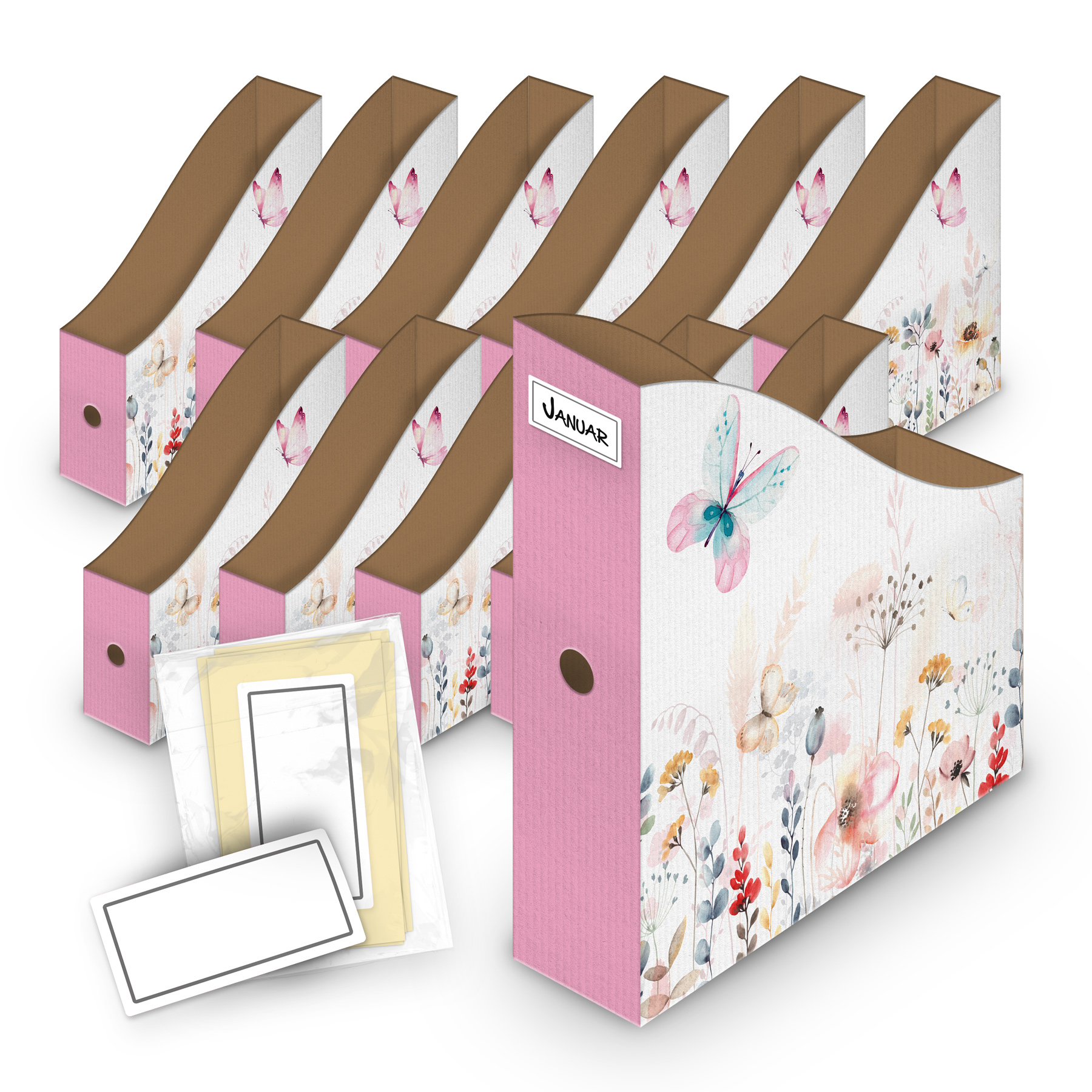 itenga 12er SET Wellpappe Motiv Stehsammler Schmetterlin...
