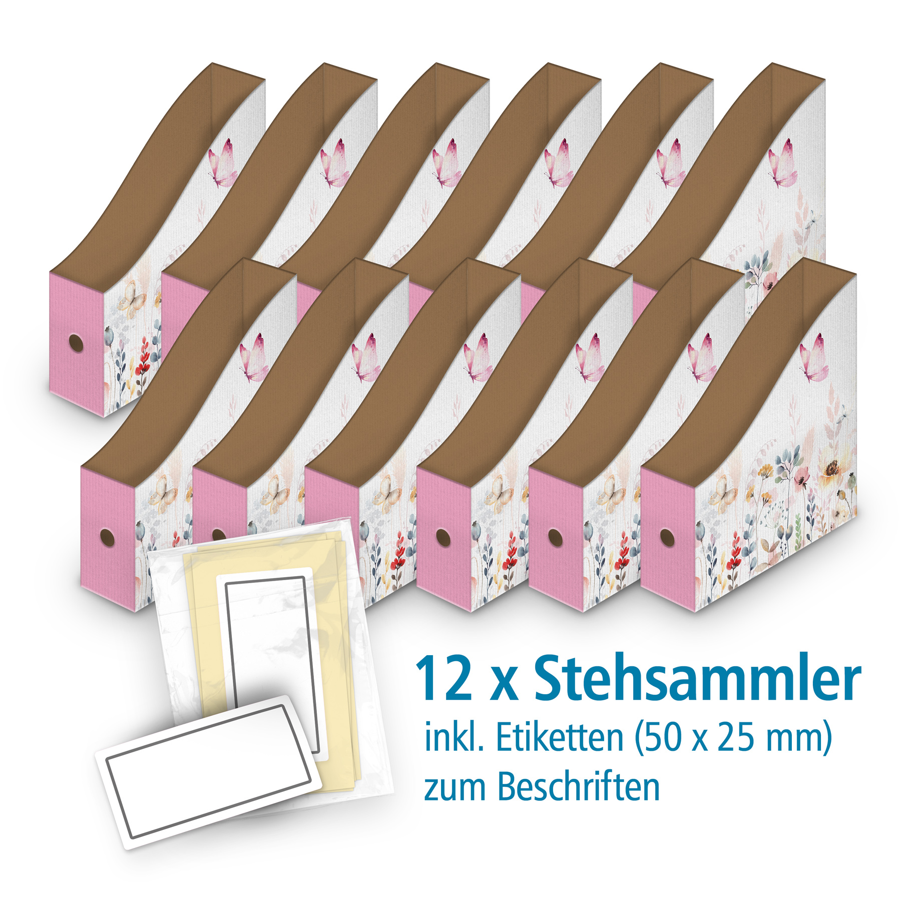 itenga 12er SET Wellpappe Motiv Stehsammler Schmetterlin...