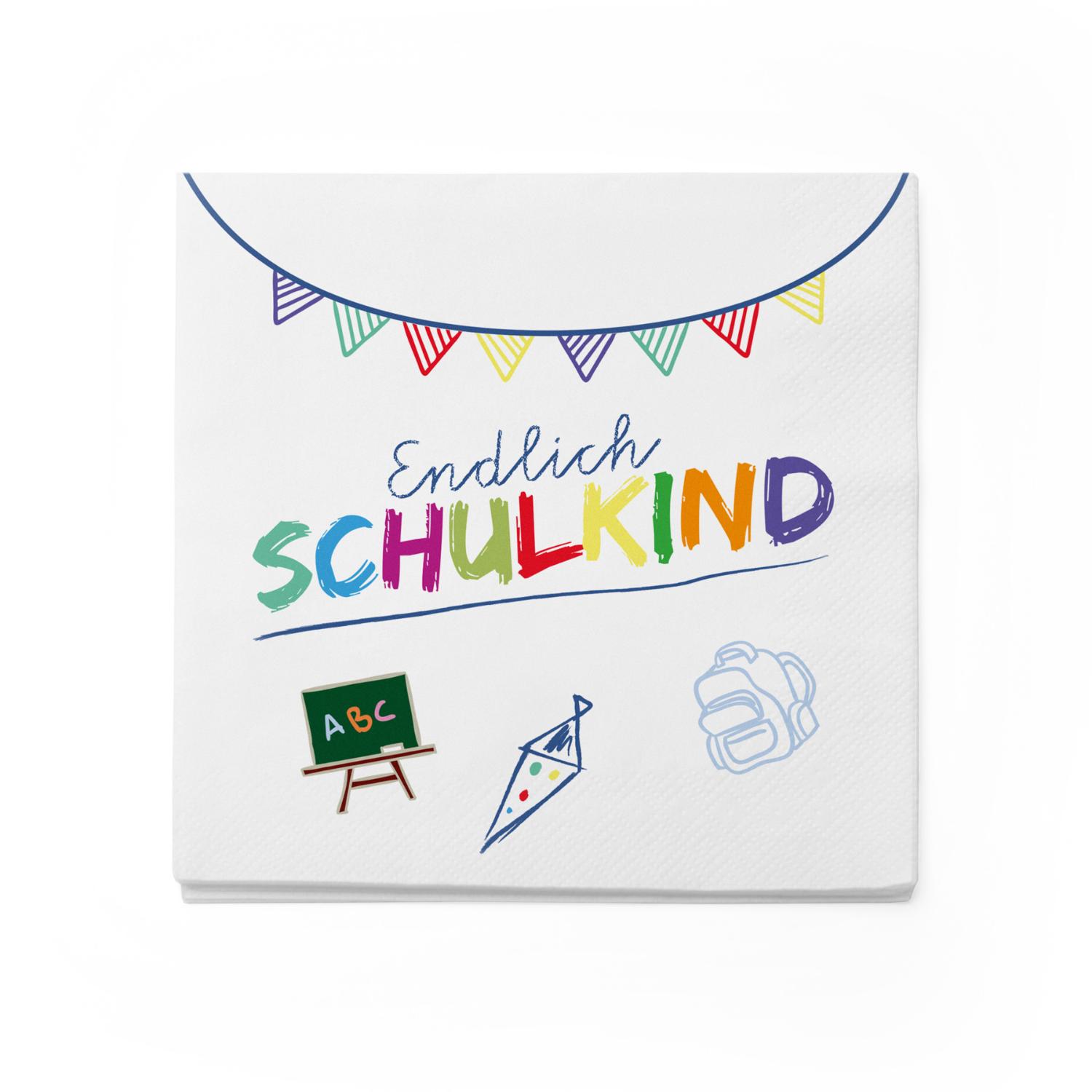 itenga 80x Serviette Schulanfang Endlich Schulkind - wei...