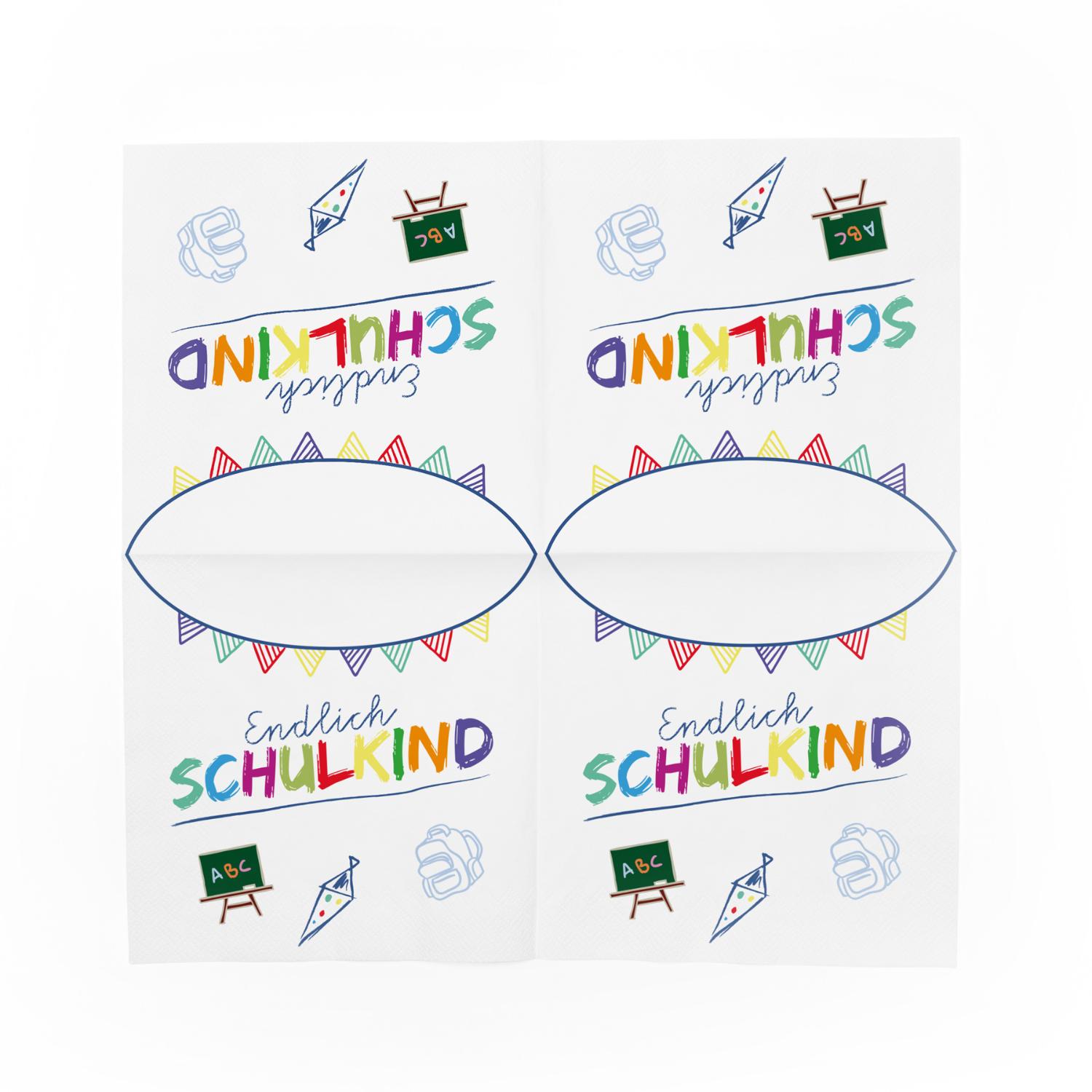 itenga 80x Serviette Schulanfang Endlich Schulkind - wei...