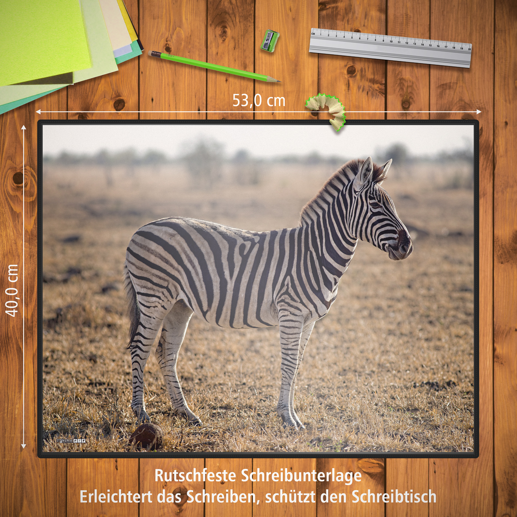 itenga Schreibunterlage V2 Motiv Zebra 400 x 530 mm