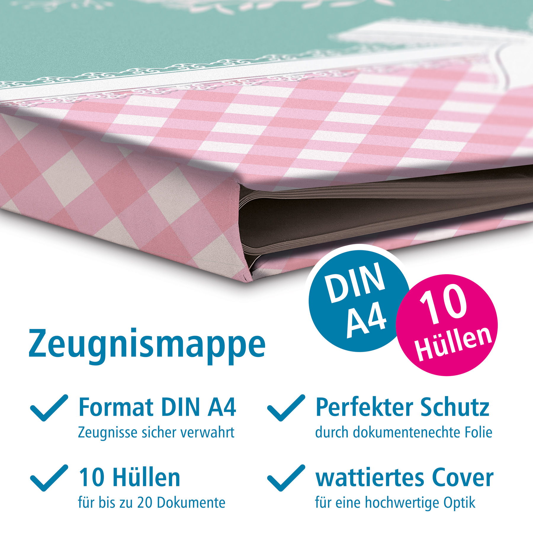 itenga Zeugnismappe Motiv Pferd DIN A4 wattierter Einband