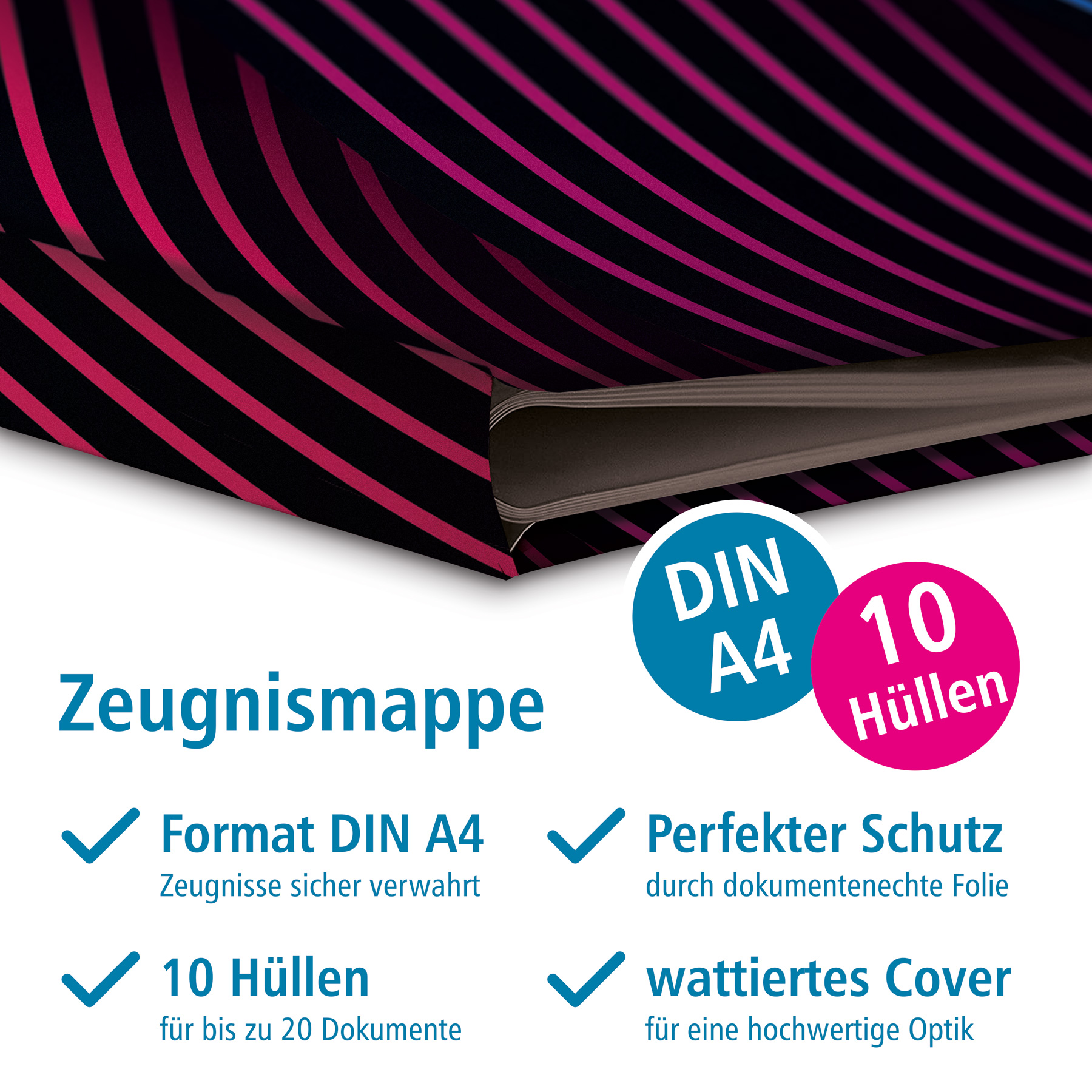 itenga Zeugnismappe Motiv wellige Linien DIN A4 (richtig)