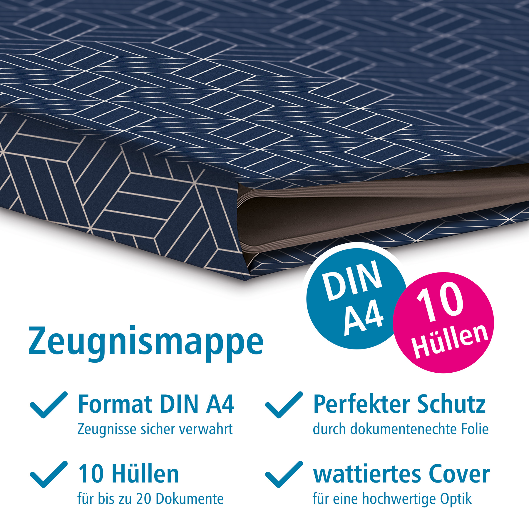 itenga Zeugnismappe Motiv Geometrie DIN A4 wattierter Ei...