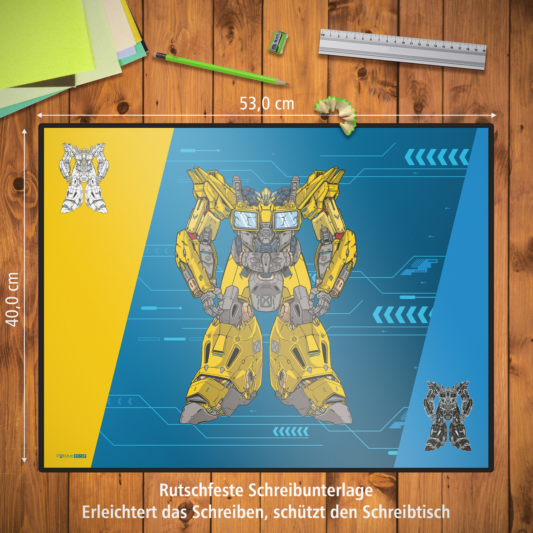 itenga Schreibunterlage V2 Motiv mech Roboter 400 x 530 mm