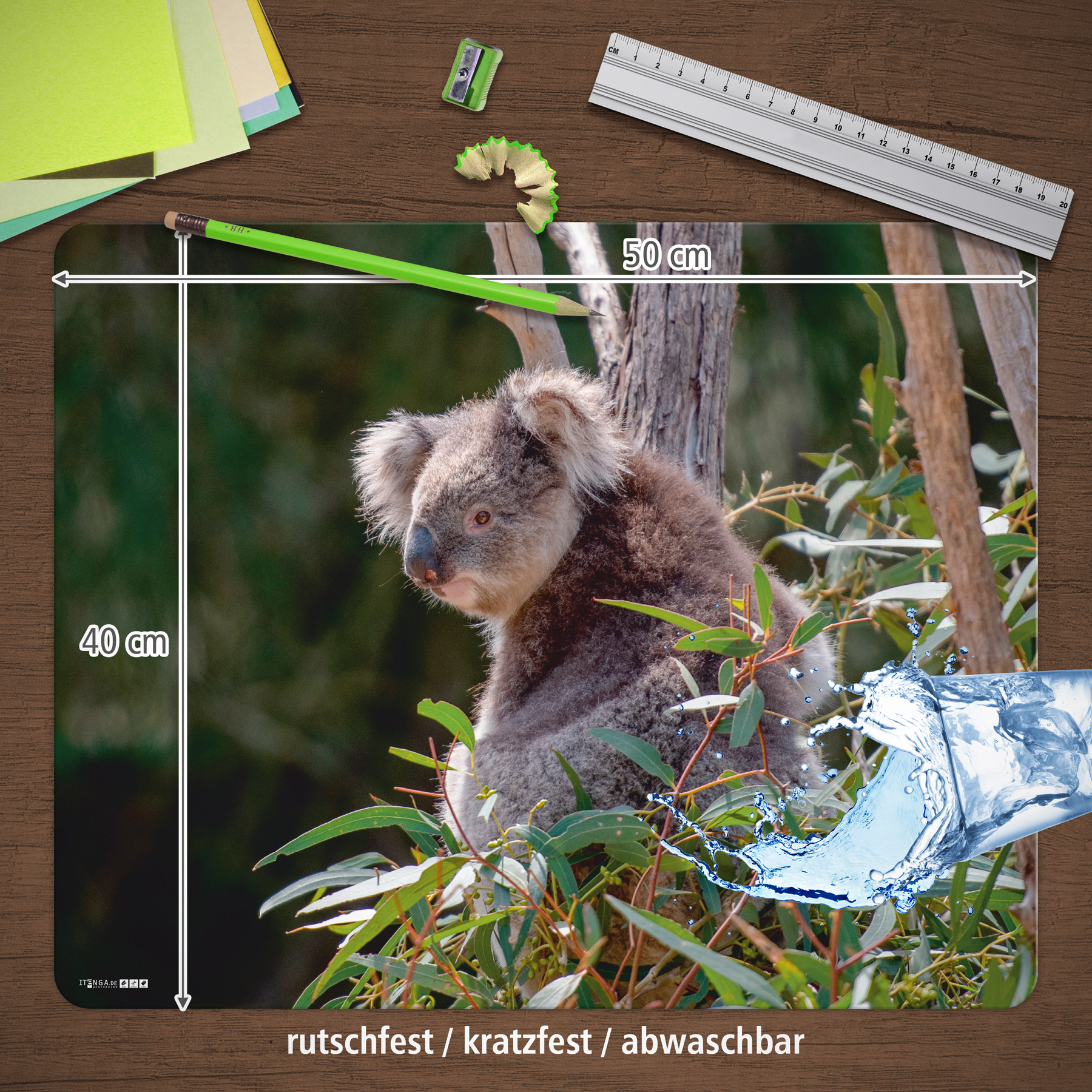 itenga Deluxe Schreibtischunterlage Koala 50x40cm Kunst...
