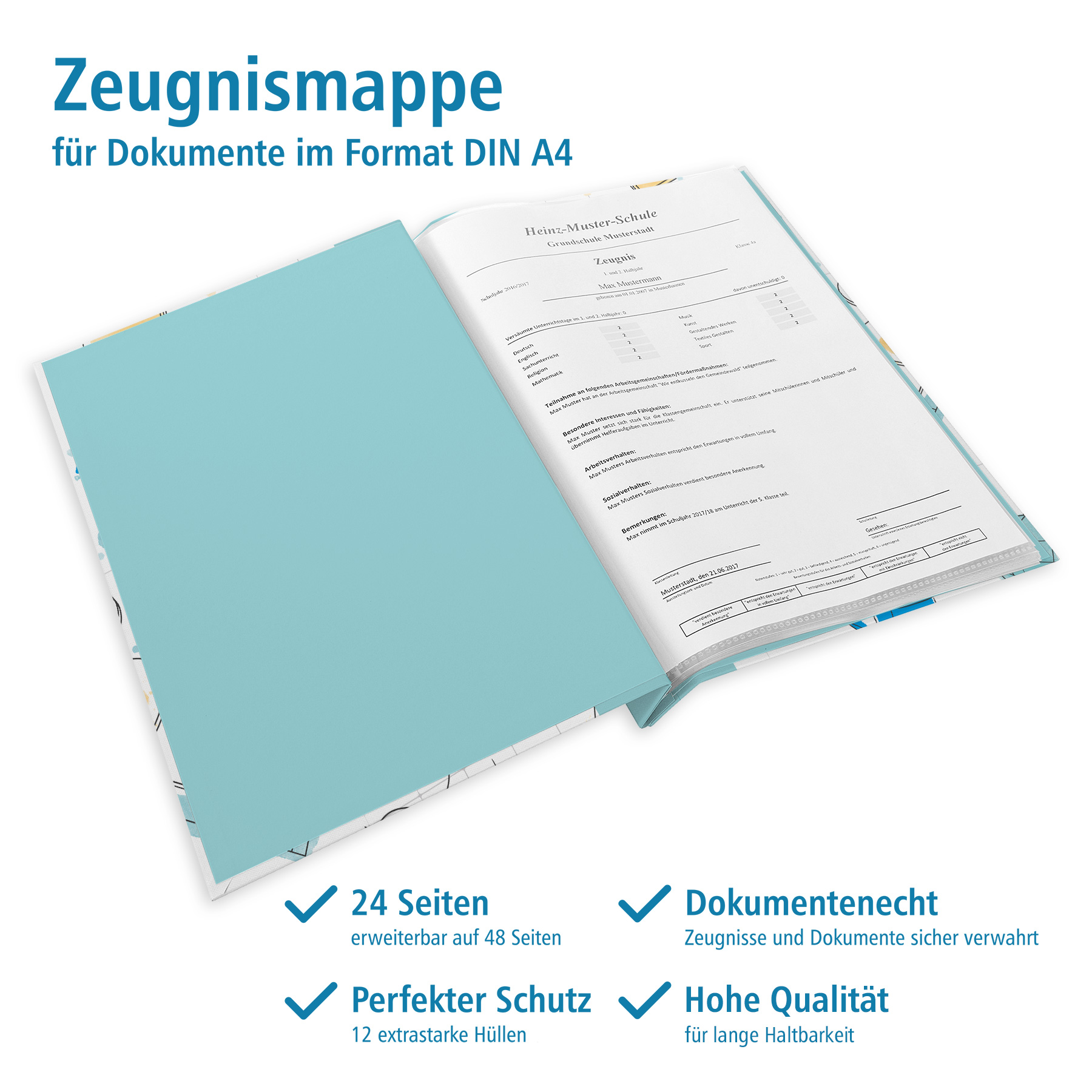 itenga Zeugnismappe A4 mit Schraubverschluss Motiv Doodles