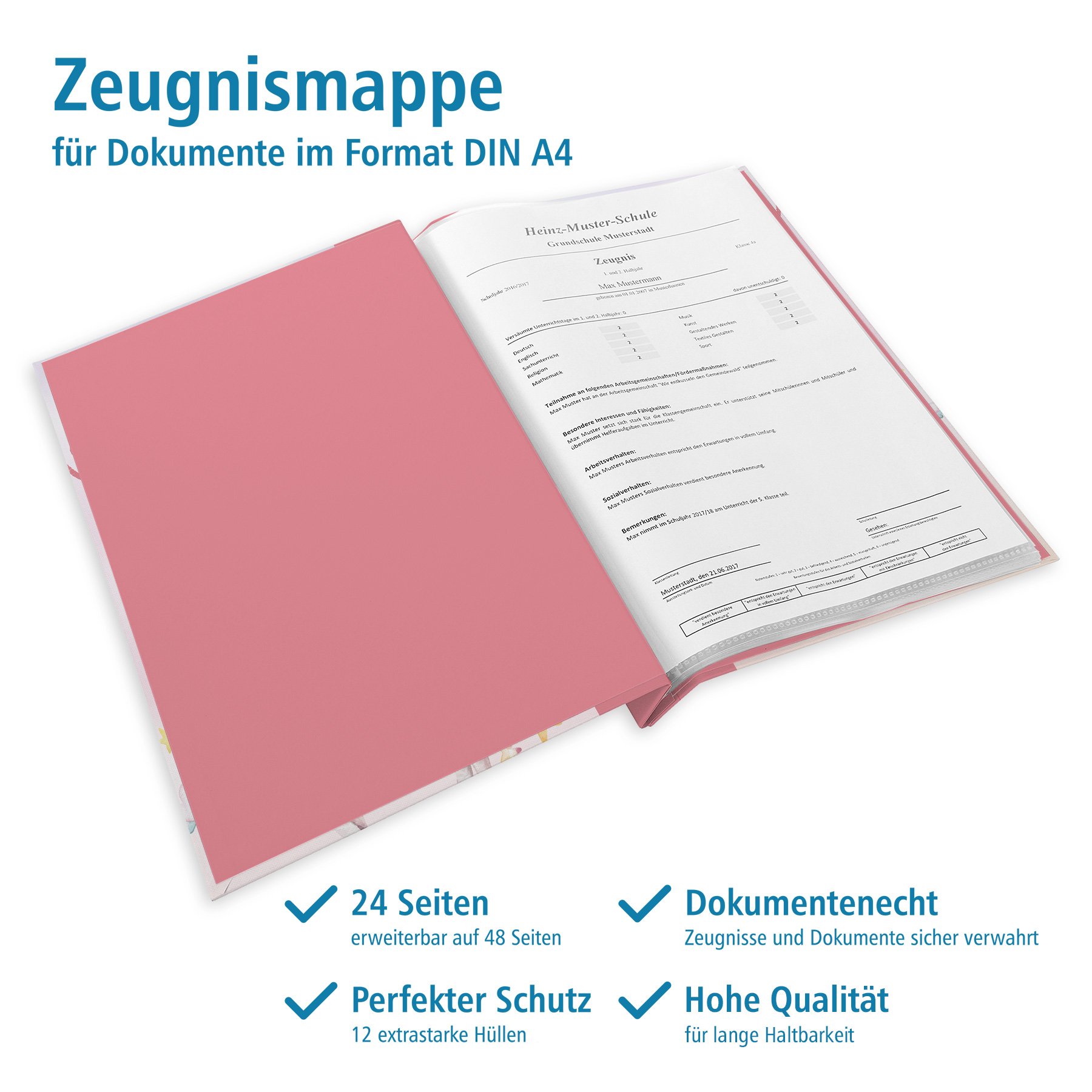 itenga Zeugnismappe A4 mit Schraubverschluss Motiv Einho...