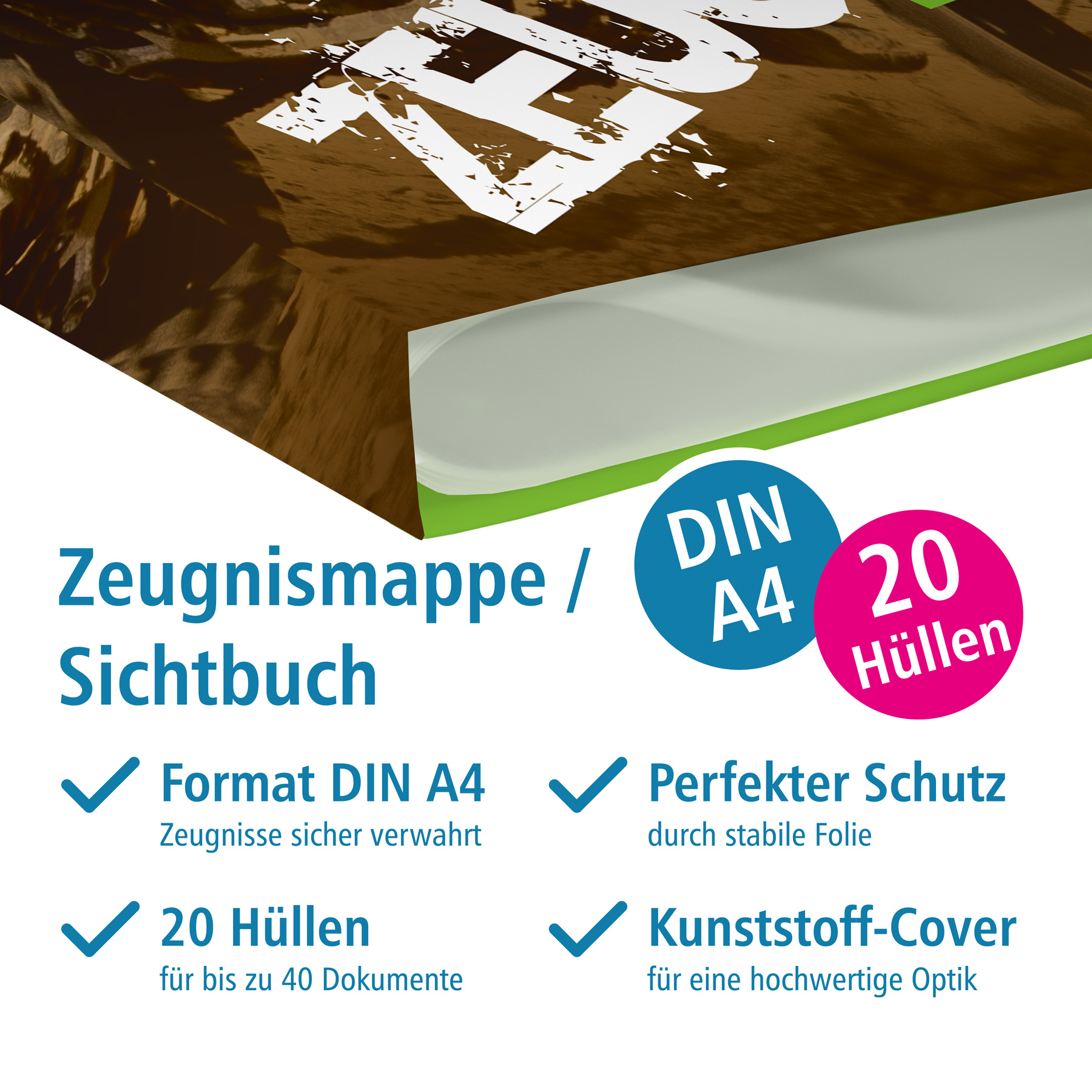itenga Zeugnismappe A4 Kunststoff Sichtbuch Motiv Motocross