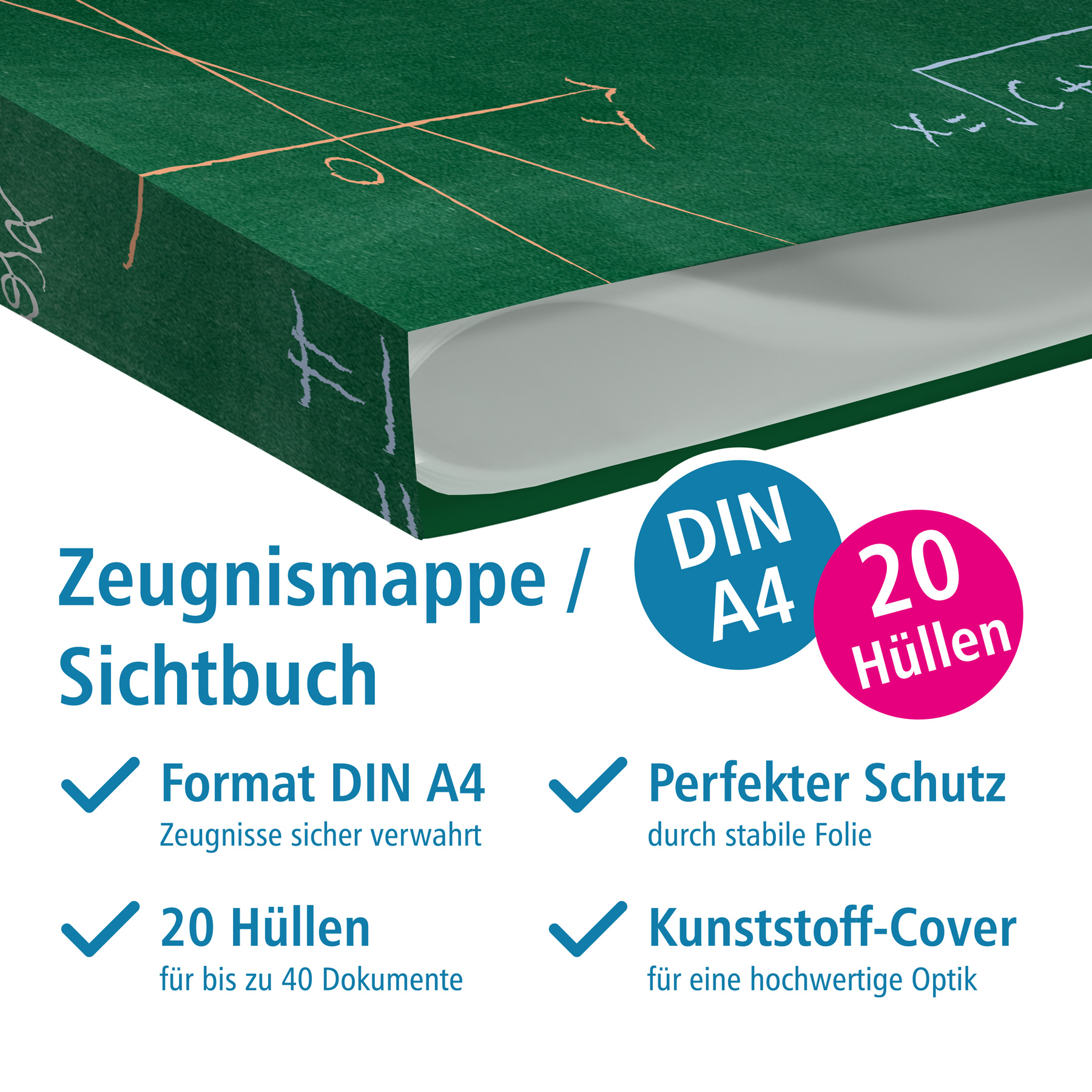 itenga Zeugnismappe A4 Kunststoff Sichtbuch Motiv Formeln