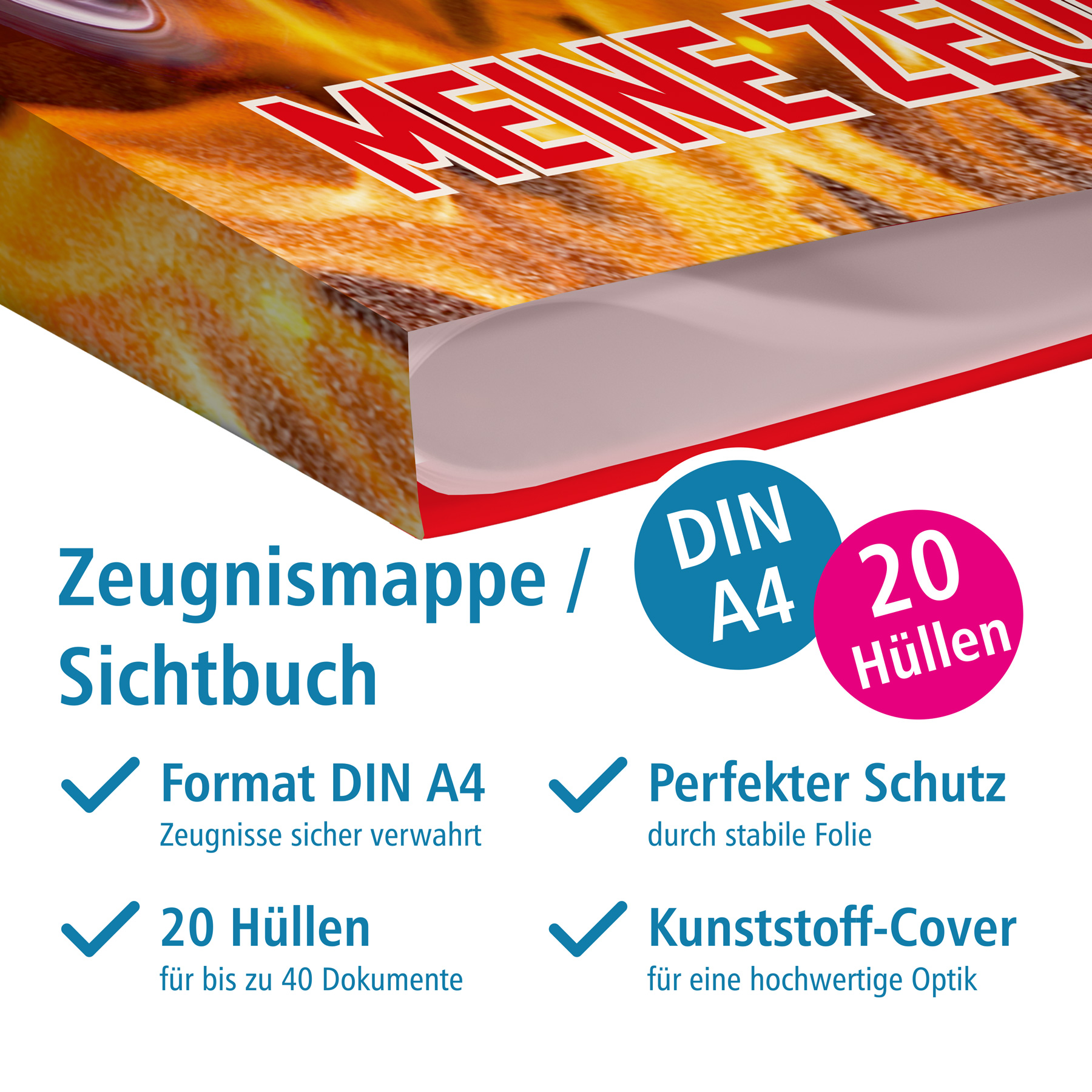 itenga Zeugnismappe A4 Kunststoff Sichtbuch Motiv Feuerwehr