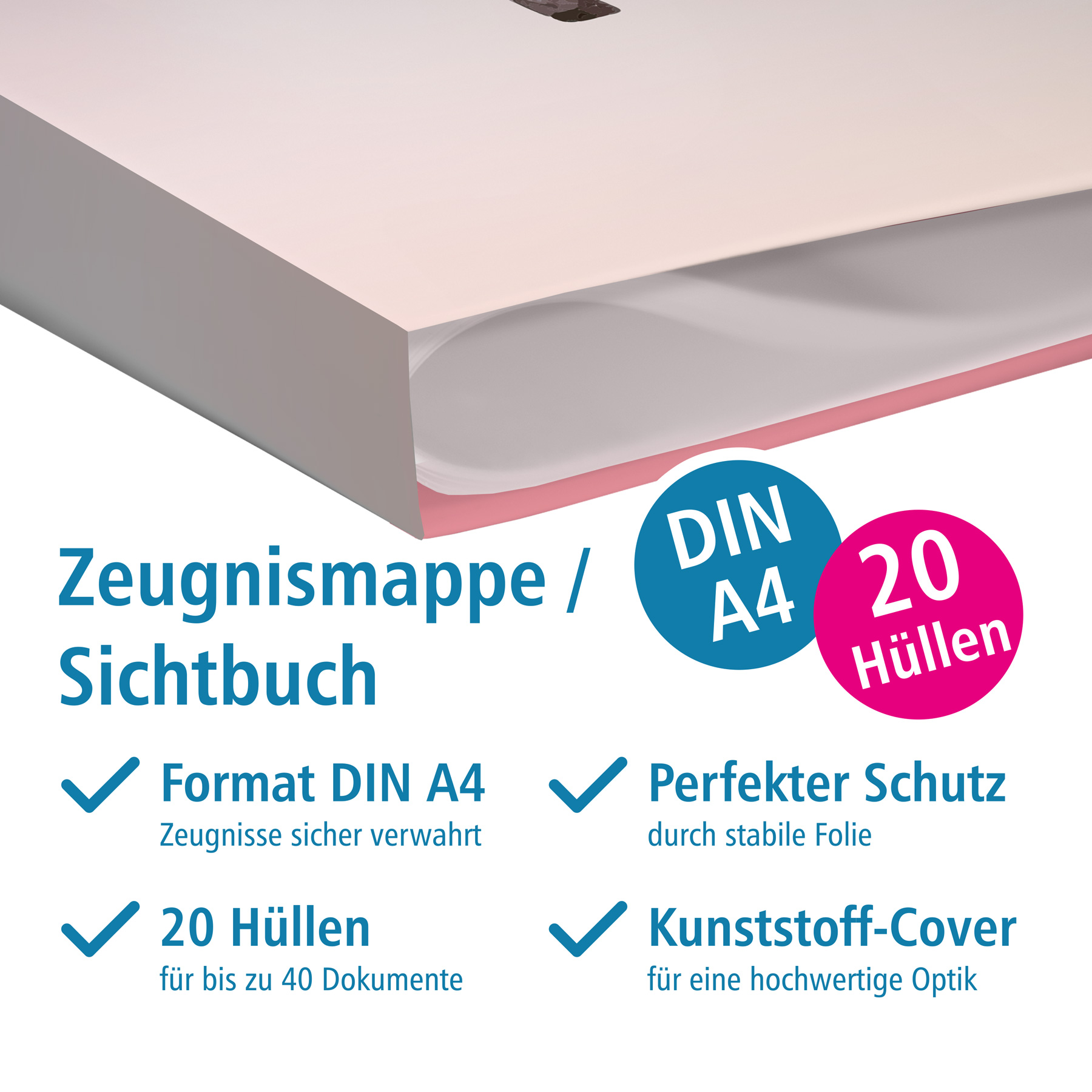 itenga Zeugnismappe A4 Kunststoff Sichtbuch Motiv Einhor...