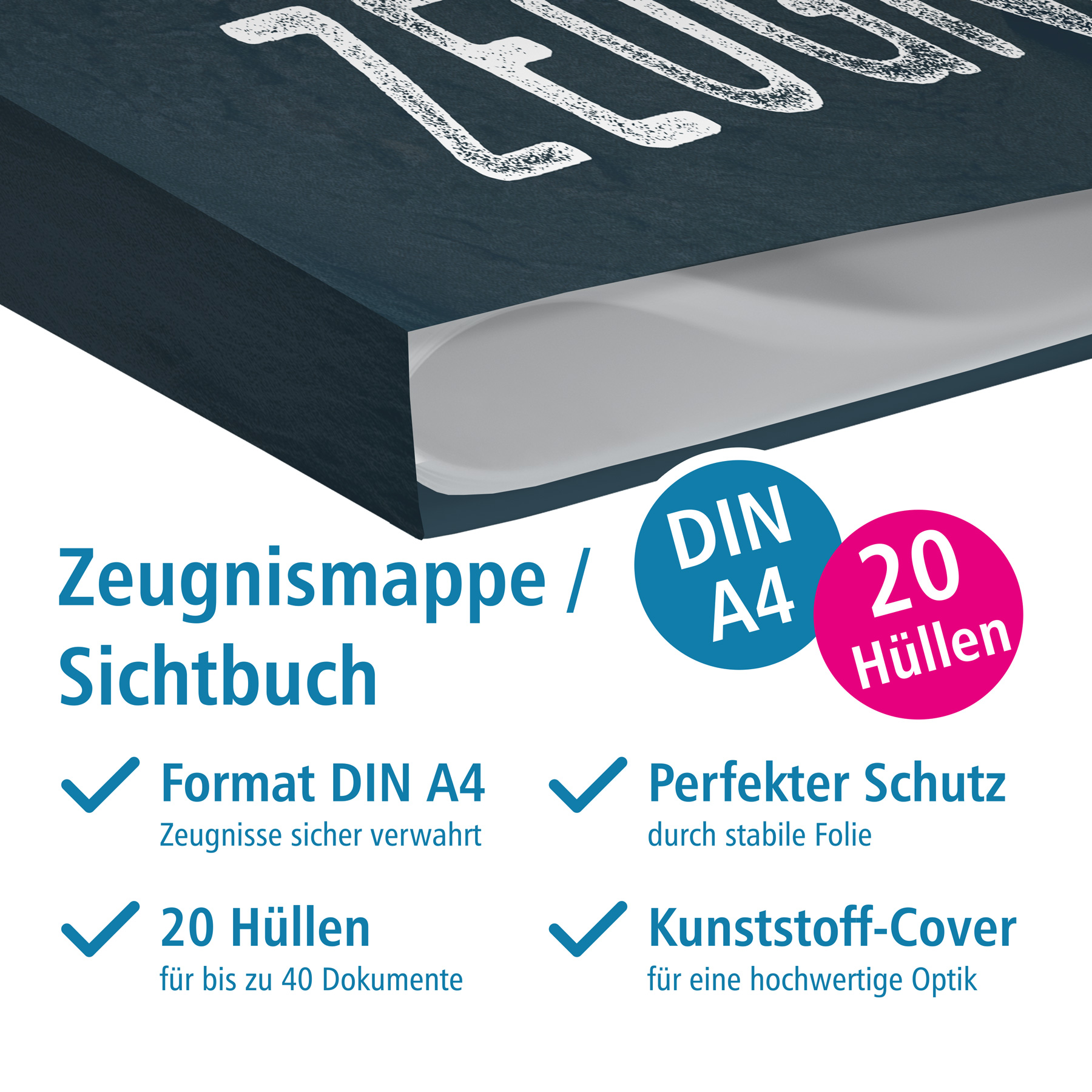 itenga Zeugnismappe A4 Kunststoff Sichtbuch Motiv Panda