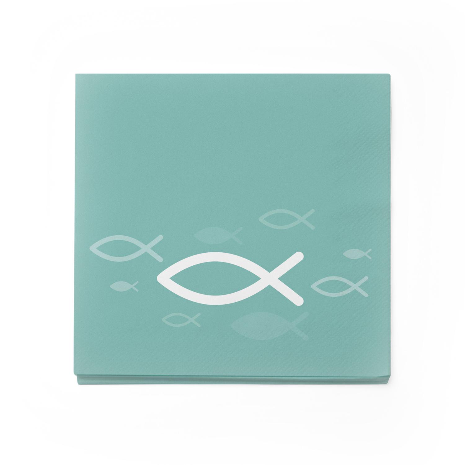 SET - 80x itenga Servietten Fisch Mix (40x T�rkis Wei� u...