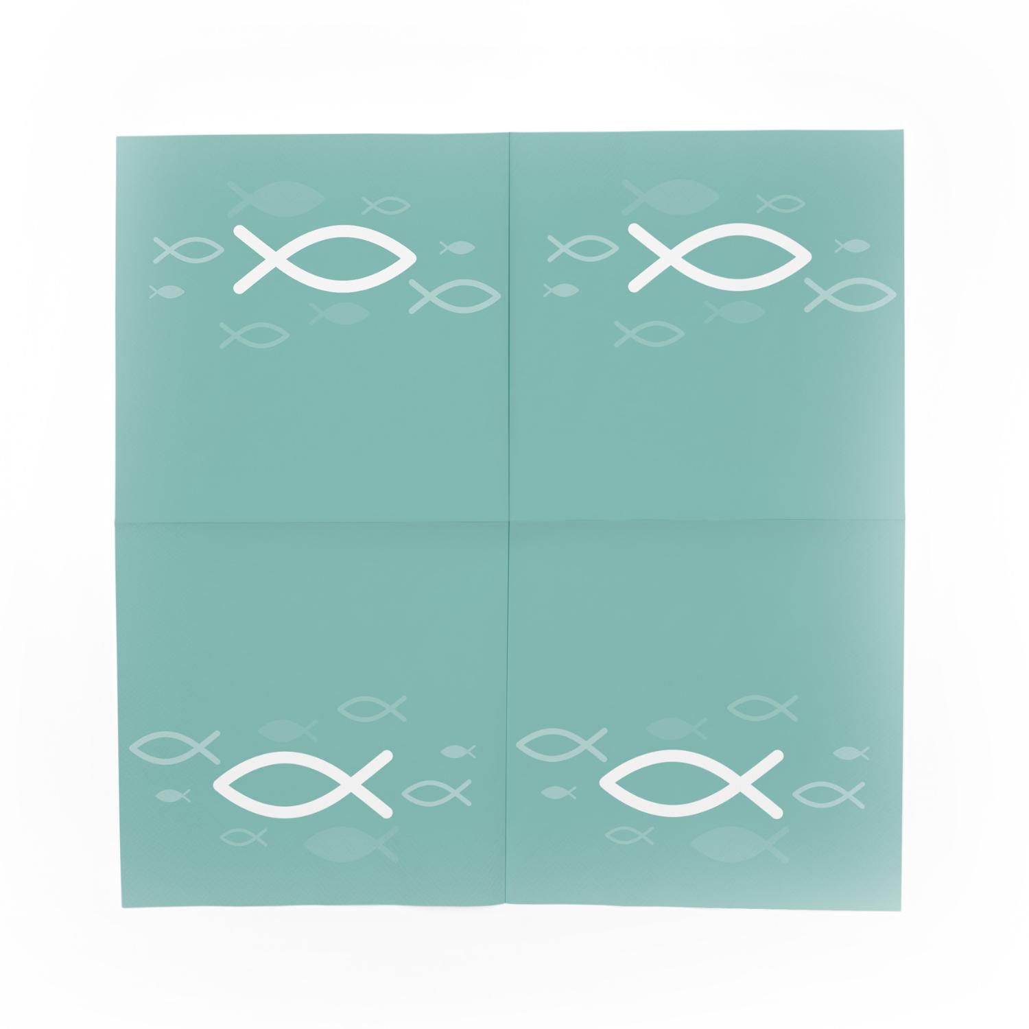 SET - 80x itenga Servietten Fisch Mix (40x T�rkis Wei� u...
