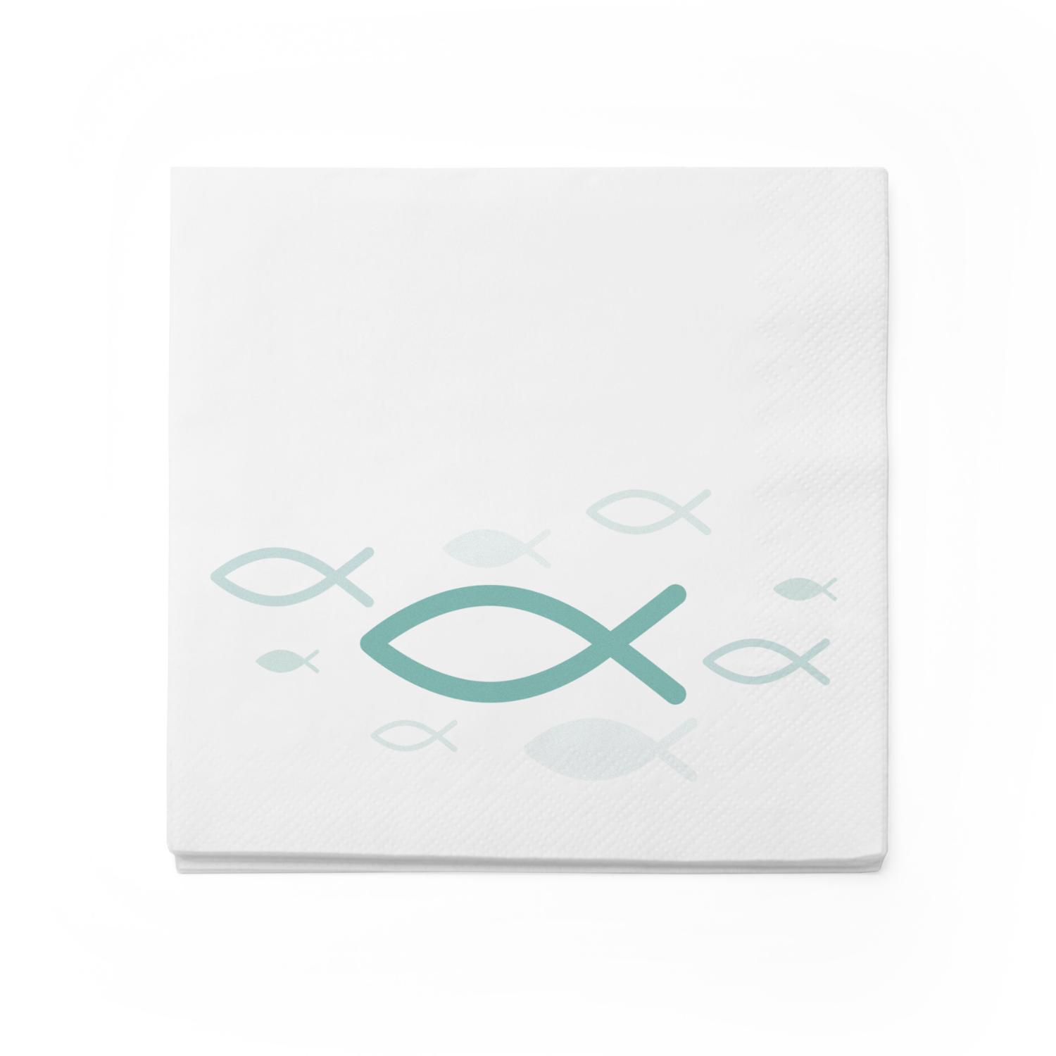 SET - 80x itenga Servietten Fisch Mix (40x T�rkis Wei� u...