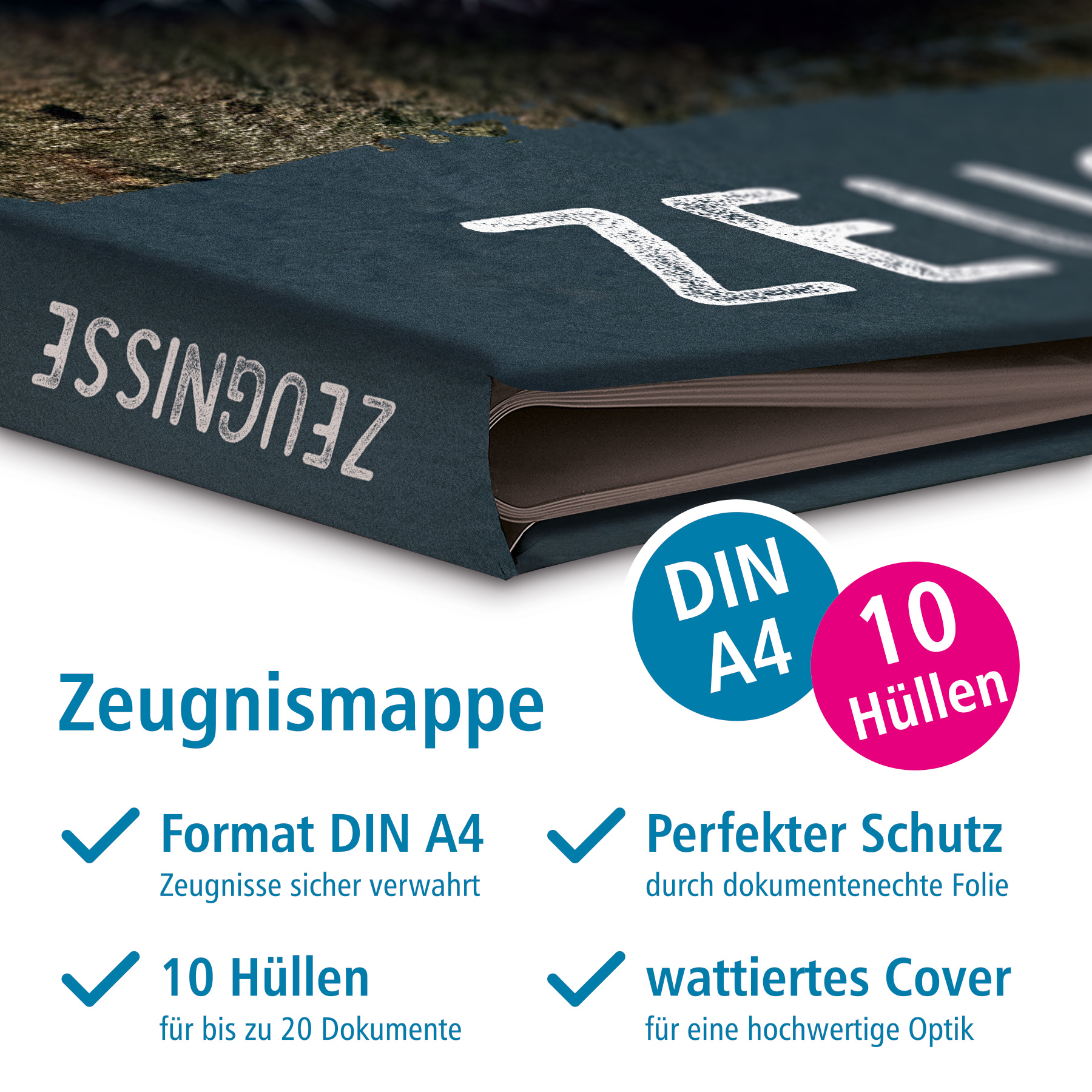 itenga Zeugnismappe Motiv PANDA - DIN A4 wattierter Ein...