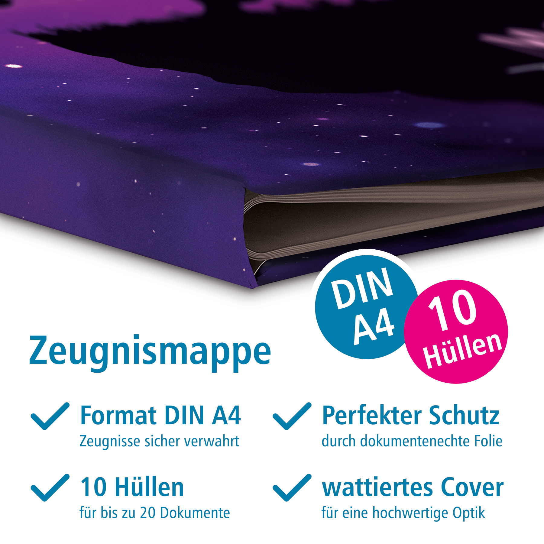itenga Zeugnismappe Motiv Einhorn - DIN A4 wattierter E...
