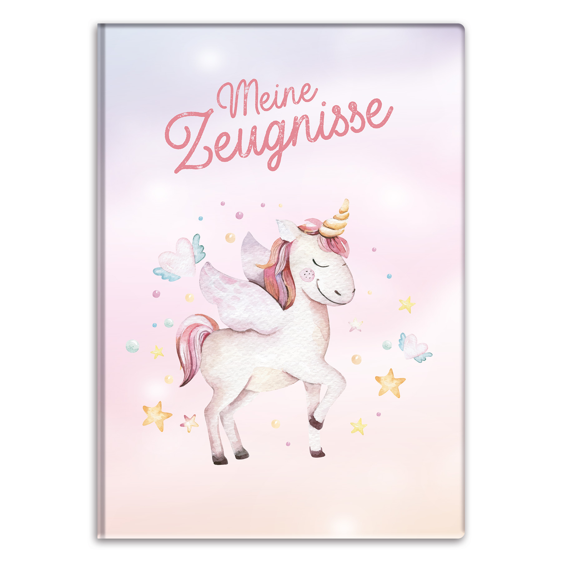 itenga Zeugnismappe Motiv Einhorn Wasserfarben - DIN A4...