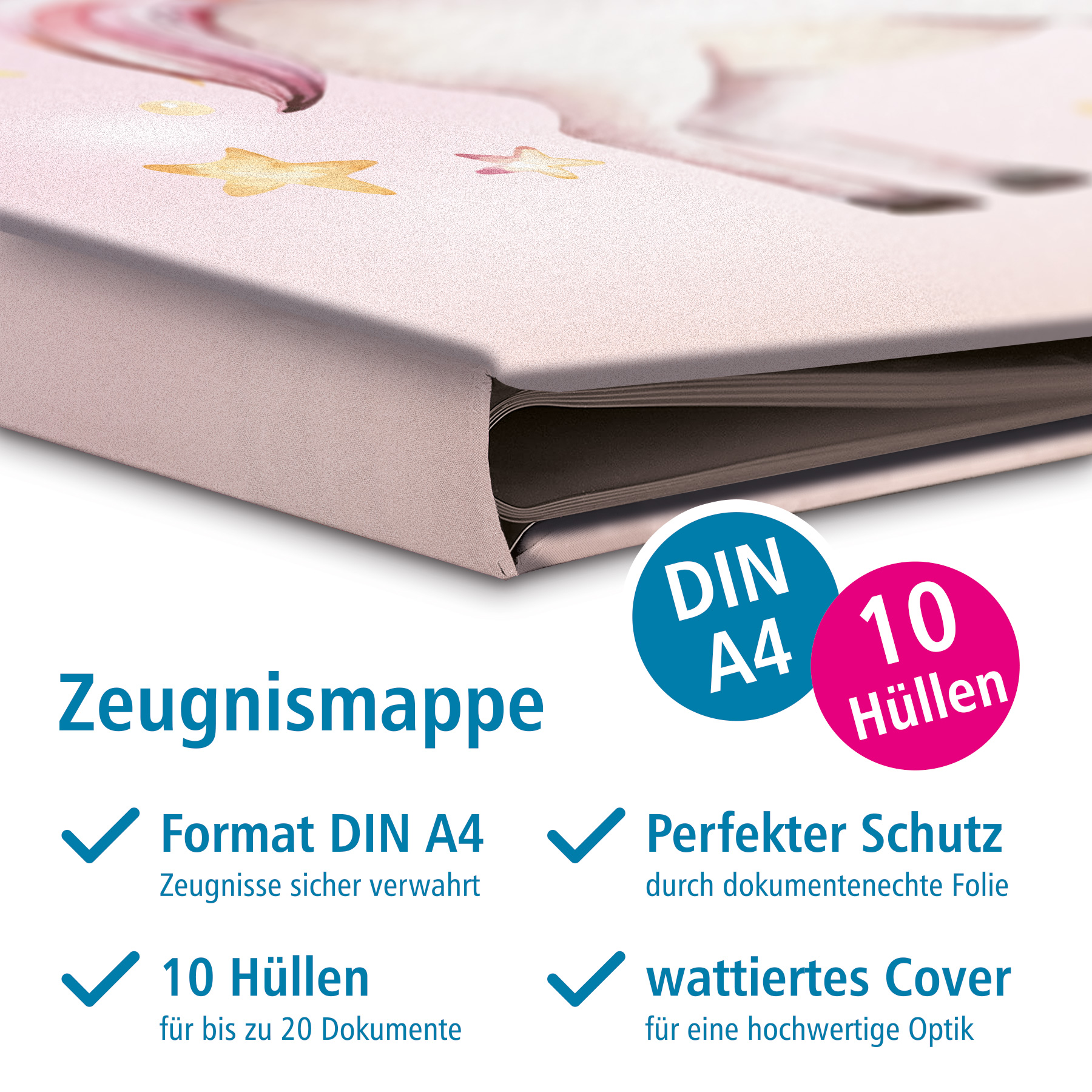 itenga Zeugnismappe Motiv Einhorn Wasserfarben - DIN A4...