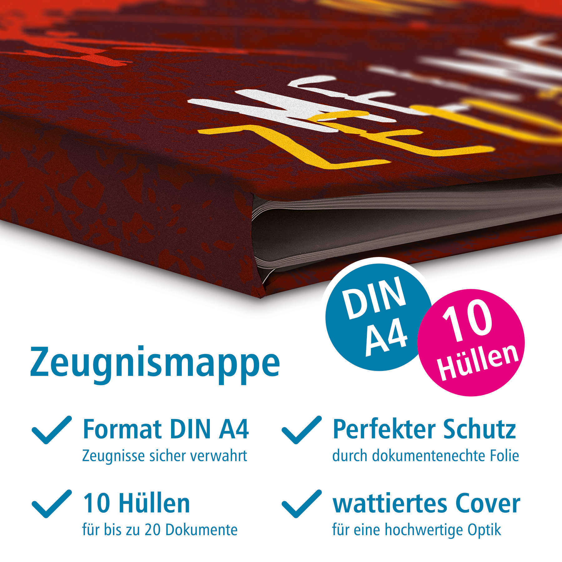itenga Zeugnismappe Motiv DRACHE - DIN A4 wattierter Ei...