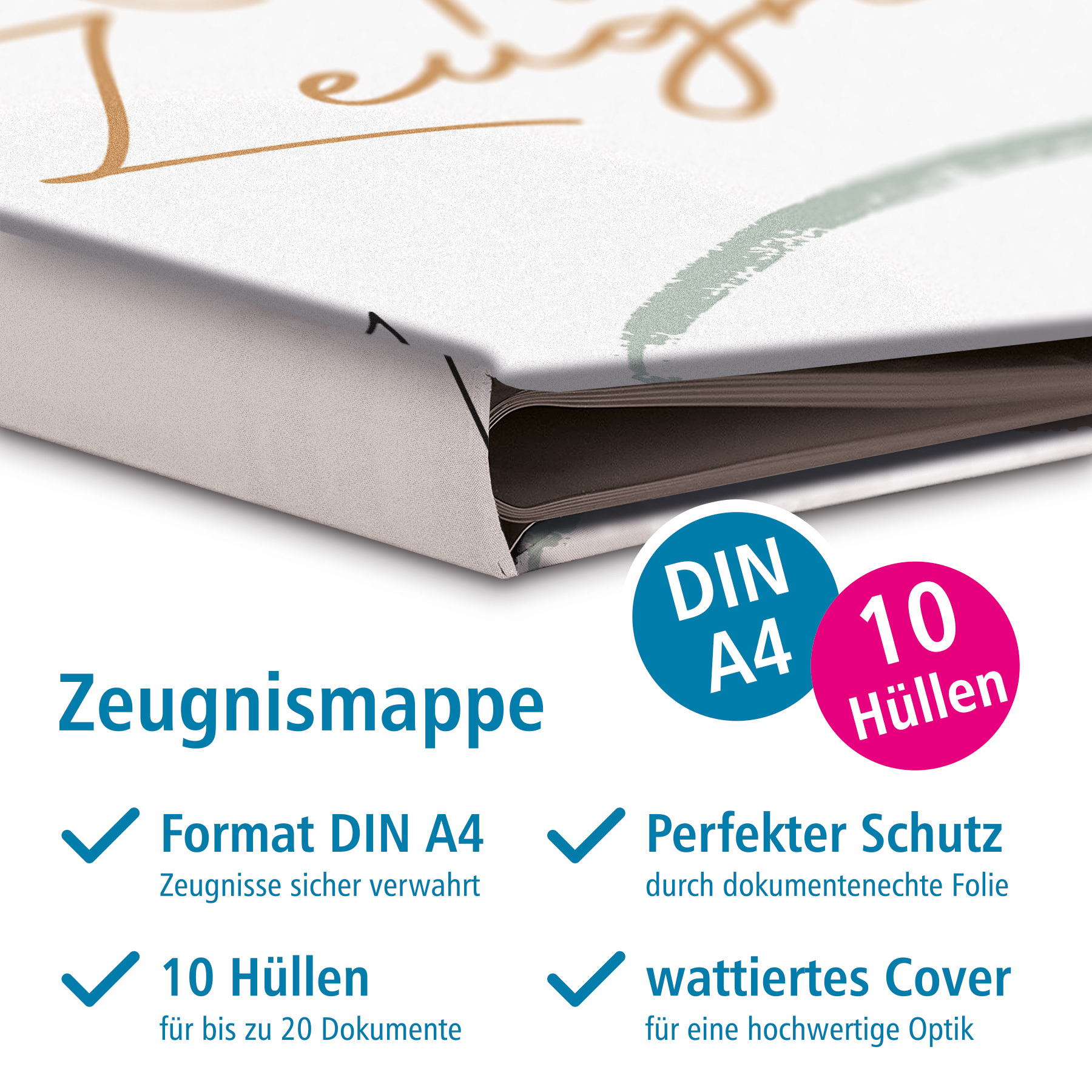 itenga Zeugnismappe Motiv Blumenmuster Mint - DIN A4 wa...