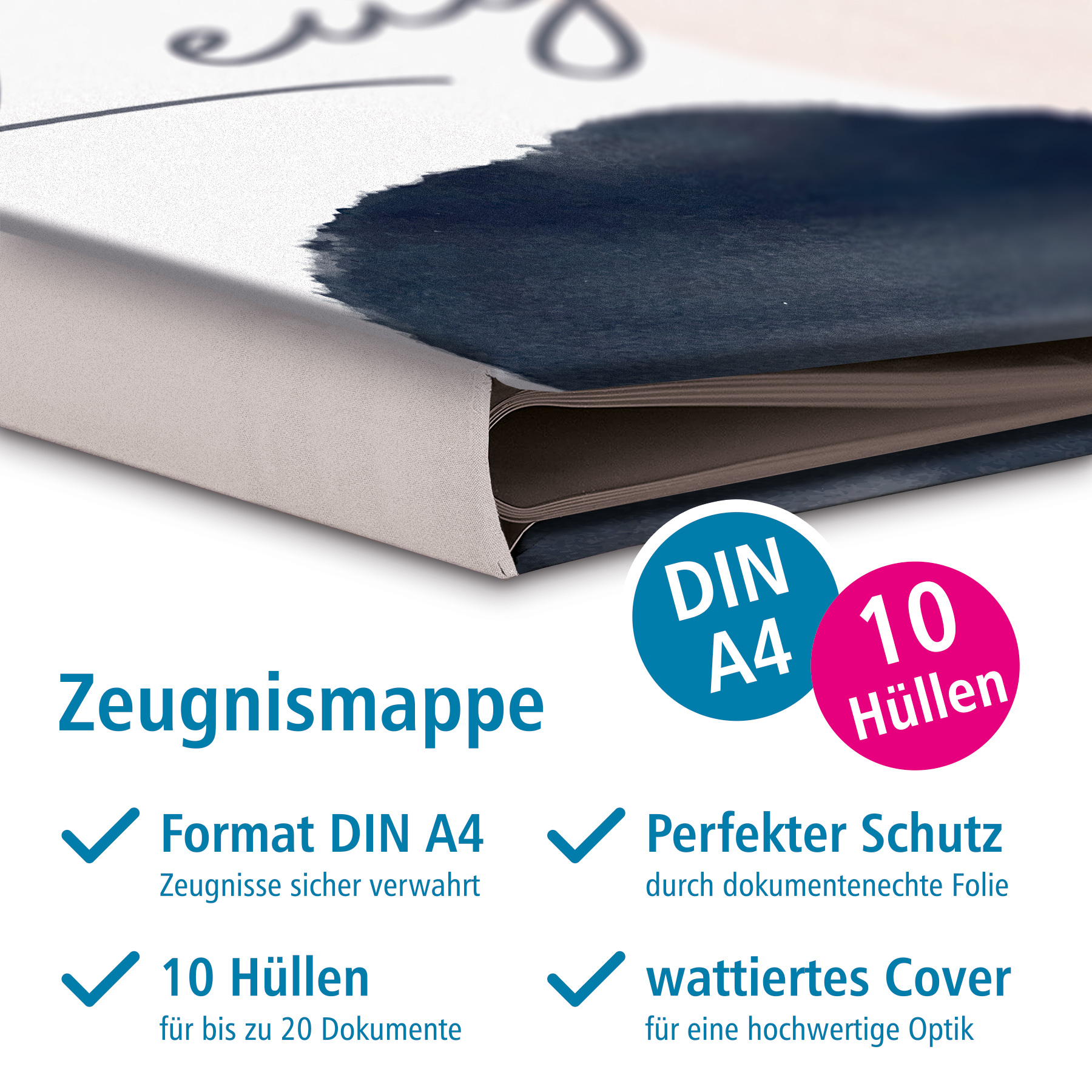 itenga Zeugnismappe Motiv Blumenmuster Peach - DIN A4 wa...