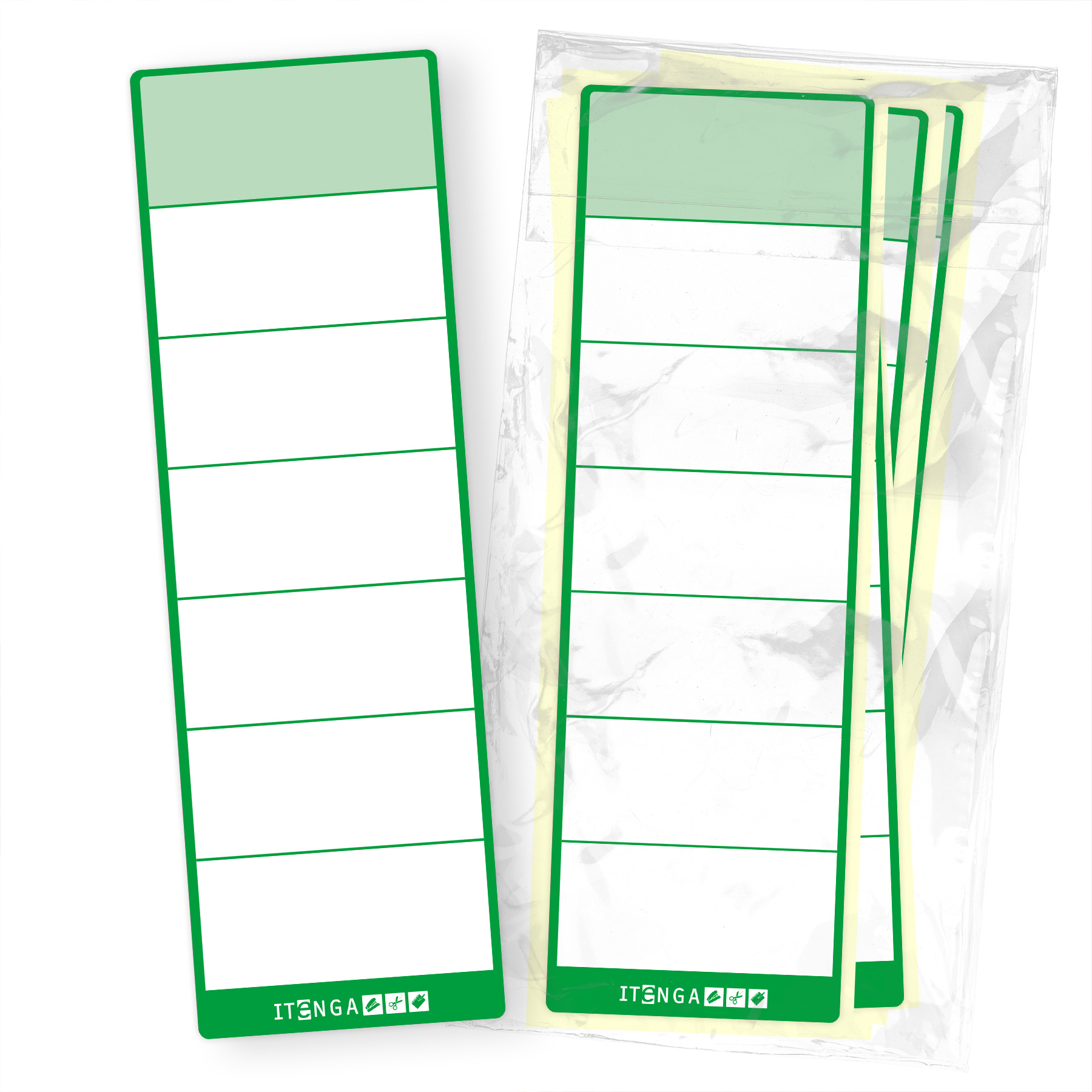 itenga 10x Ordnerschild GR�N breit Aufkleber aus Haftpap...