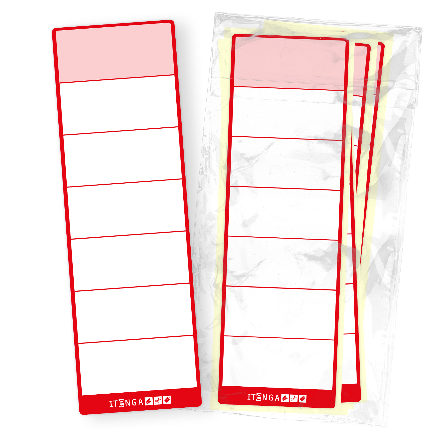 itenga 10x Ordnerschild ROT breit Aufkleber aus Haftpapi...