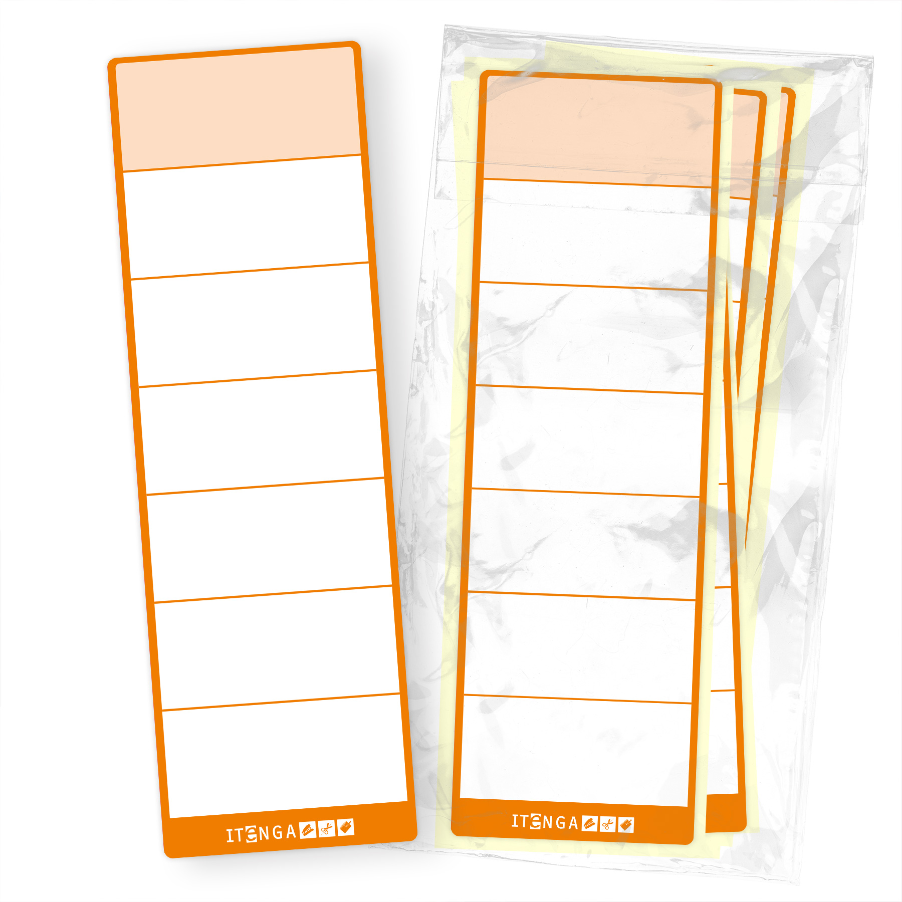 itenga 50x Ordnerschild ORANGE Aufkleber aus Haftpapier ...