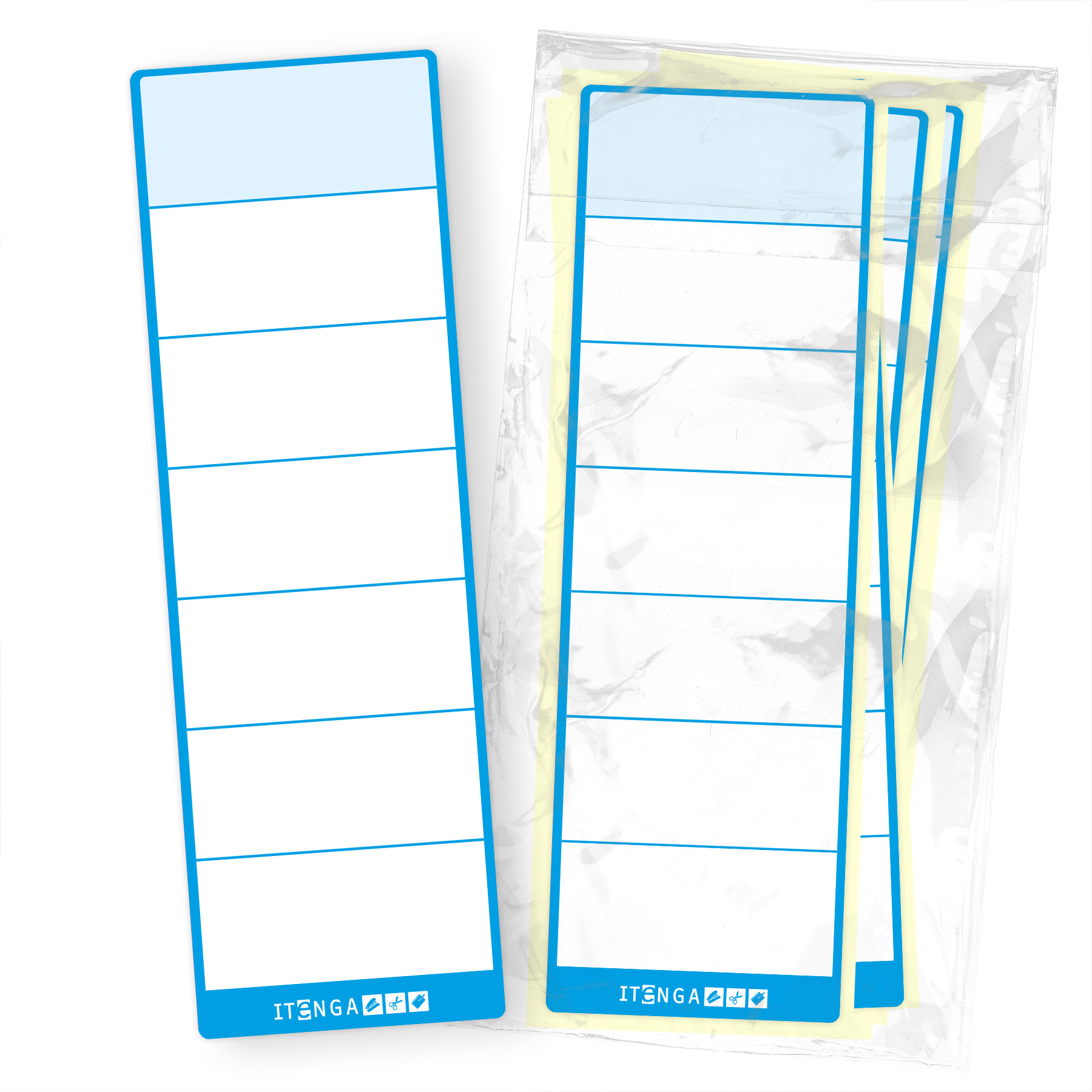 itenga 50x Ordnerschild BLAU Aufkleber aus Haftpapier 6,...