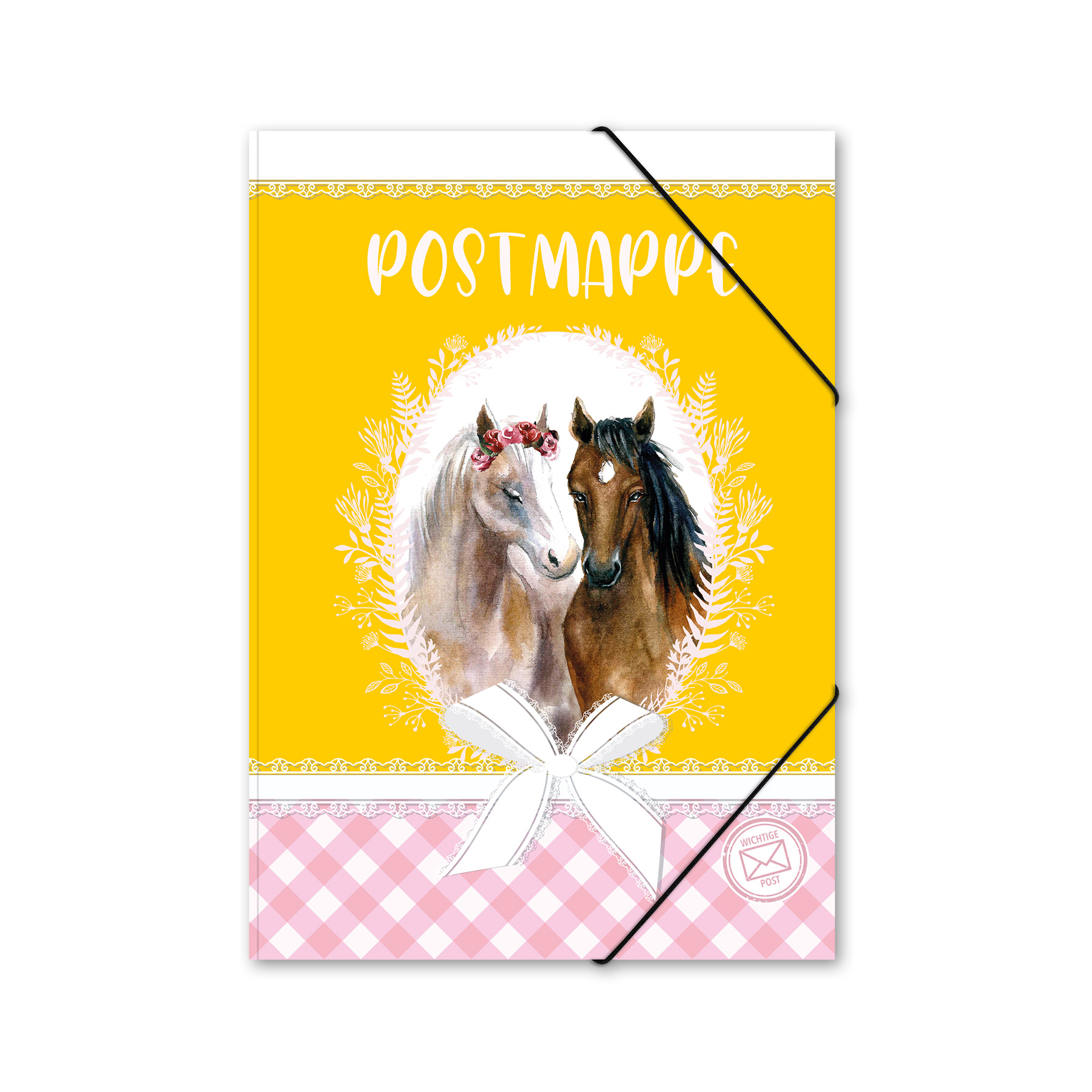 itenga Postmappe Gummizugmappe A4 Motiv Pferde
