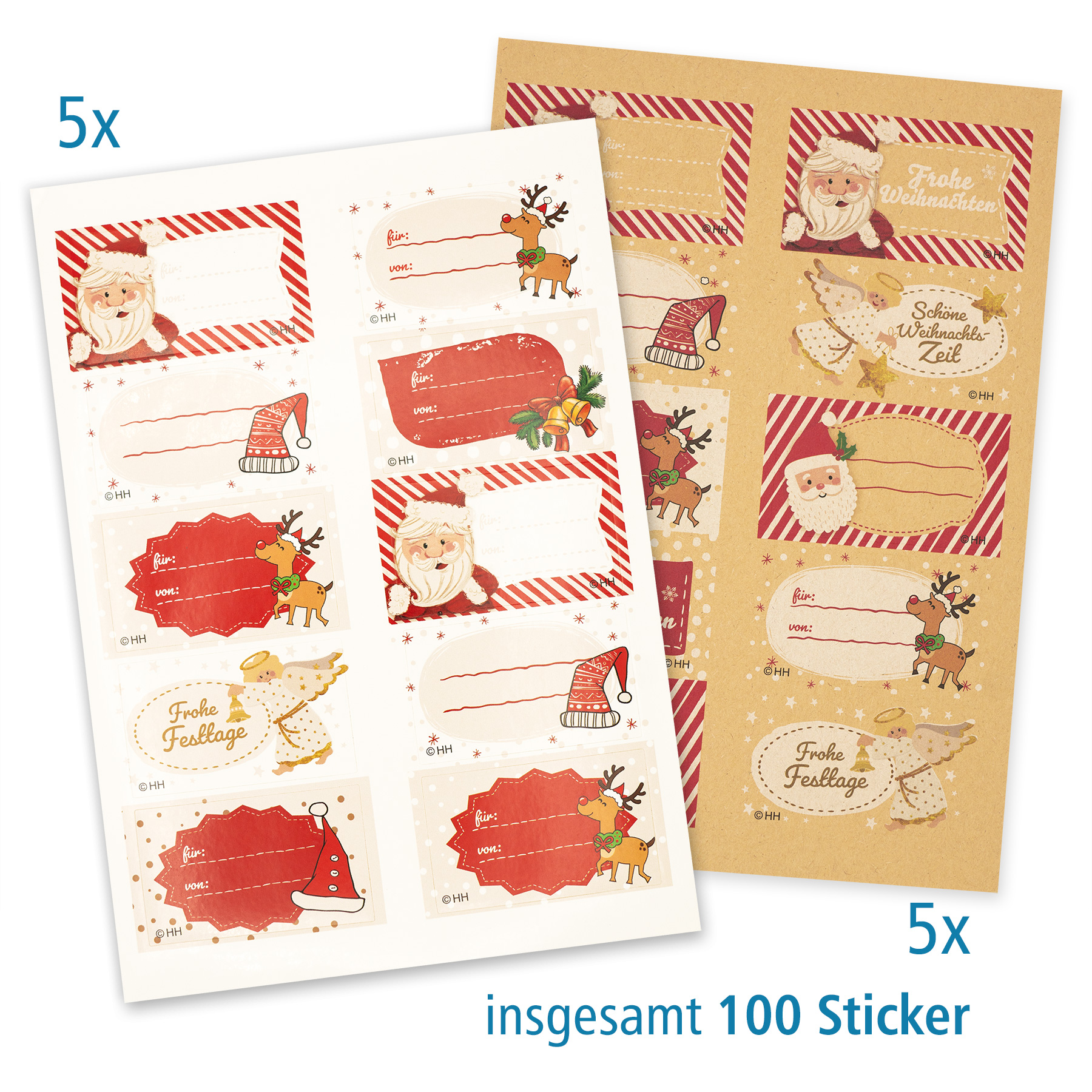 itenga 100x Geschenkaufkleber Weihnachten 35x55cm selbst...