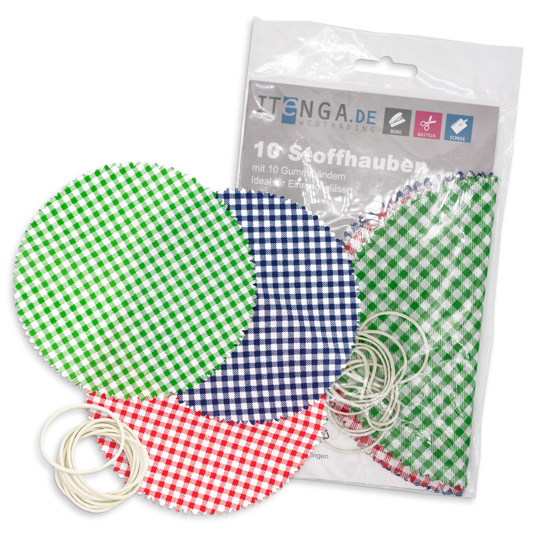 itenga Stoffhauben 10er Set - rund ca 15cm - f�r Einmach...