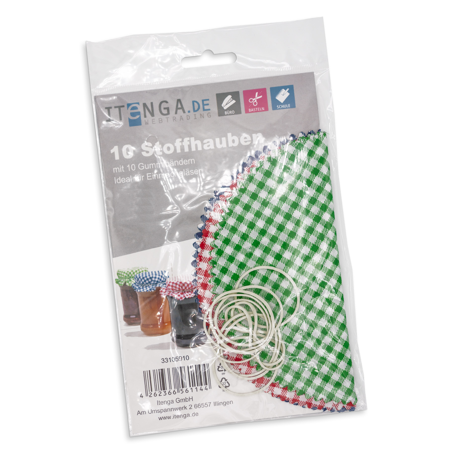 itenga Stoffhauben 10er Set - rund ca 15cm - f�r Einmach...