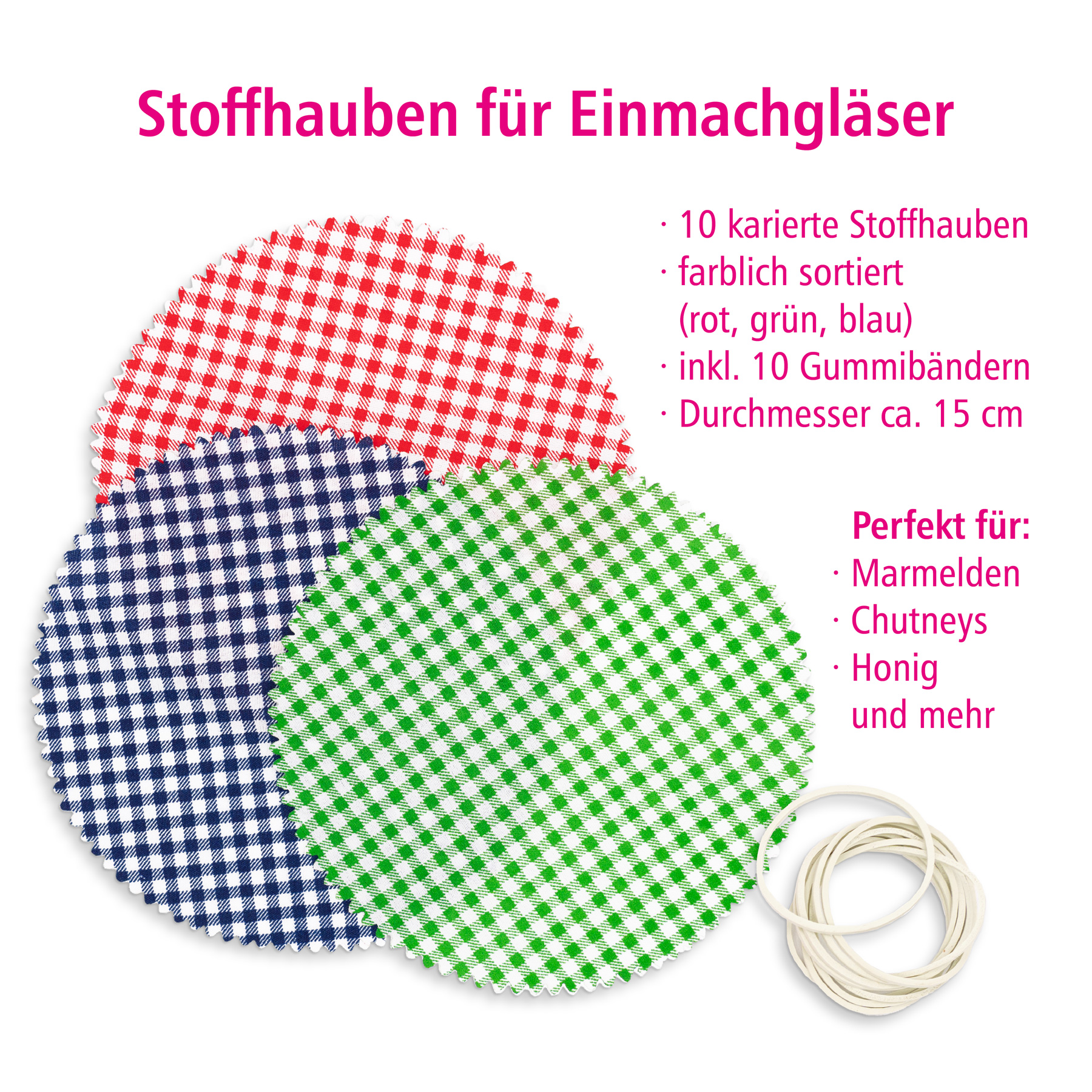 itenga Stoffhauben 10er Set - rund ca 15cm - f�r Einmach...