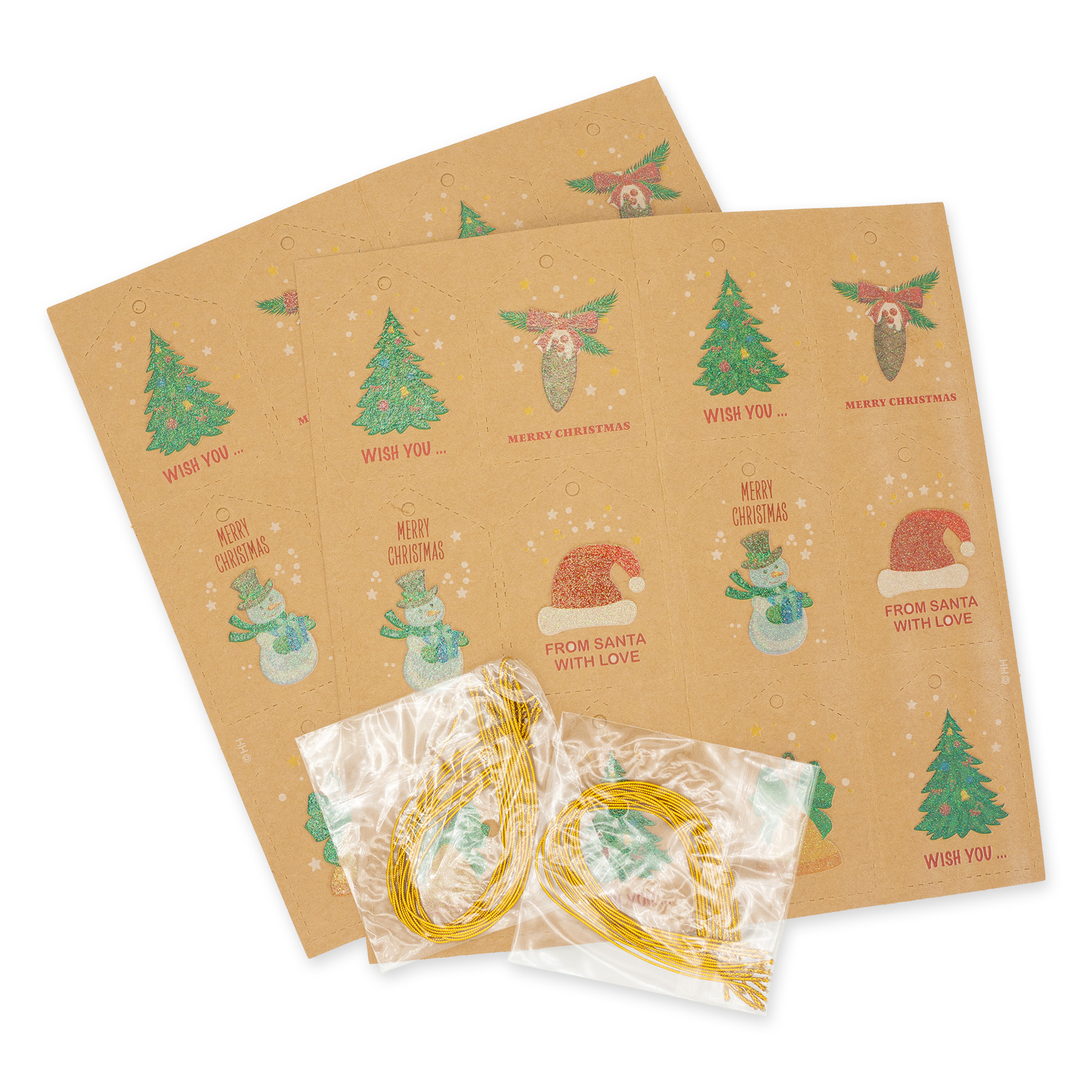 itenga 24er Set Geschenkanh�nger Weihnachten Kraftpapier