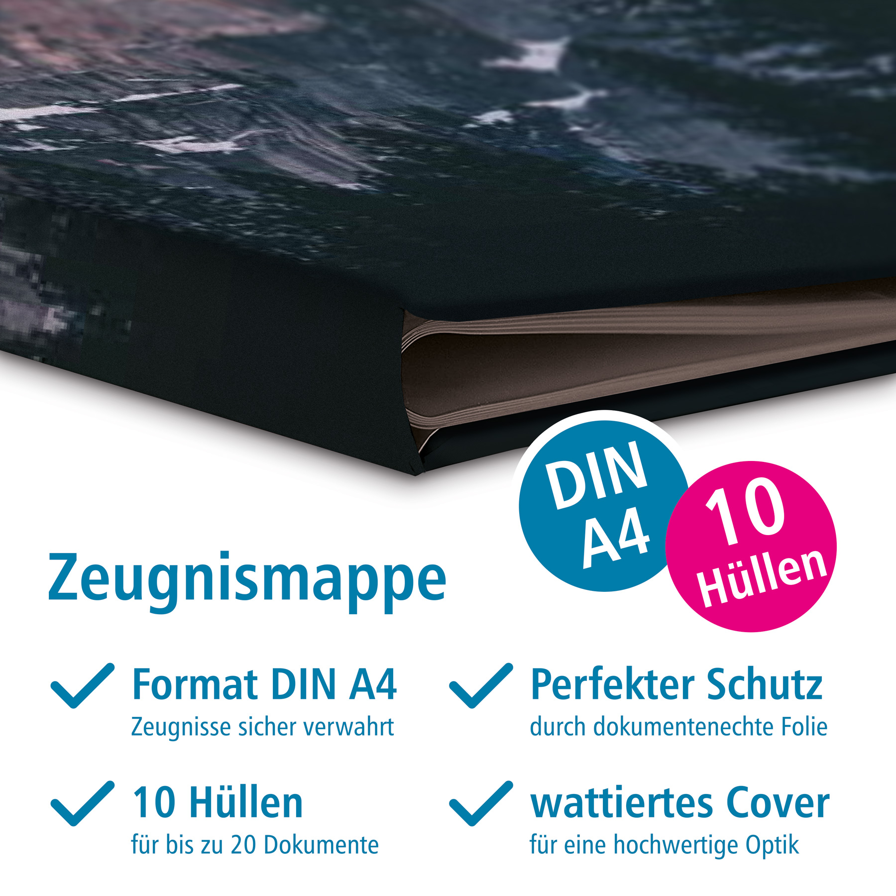 itenga Zeugnismappe Motiv Berg DIN A4 wattierter Einband