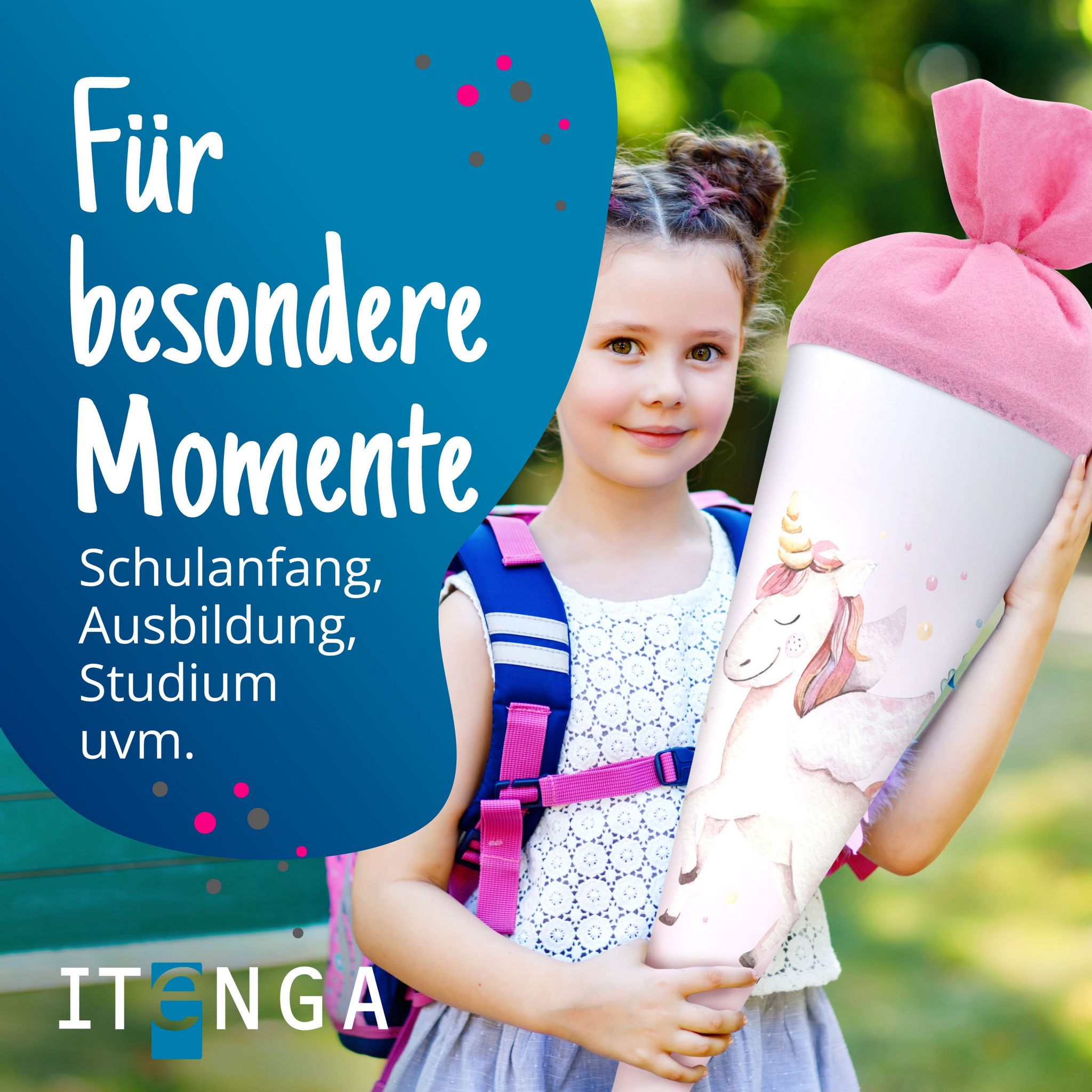 itenga Schult�te 70cm rund Einhorn Wasserfarben