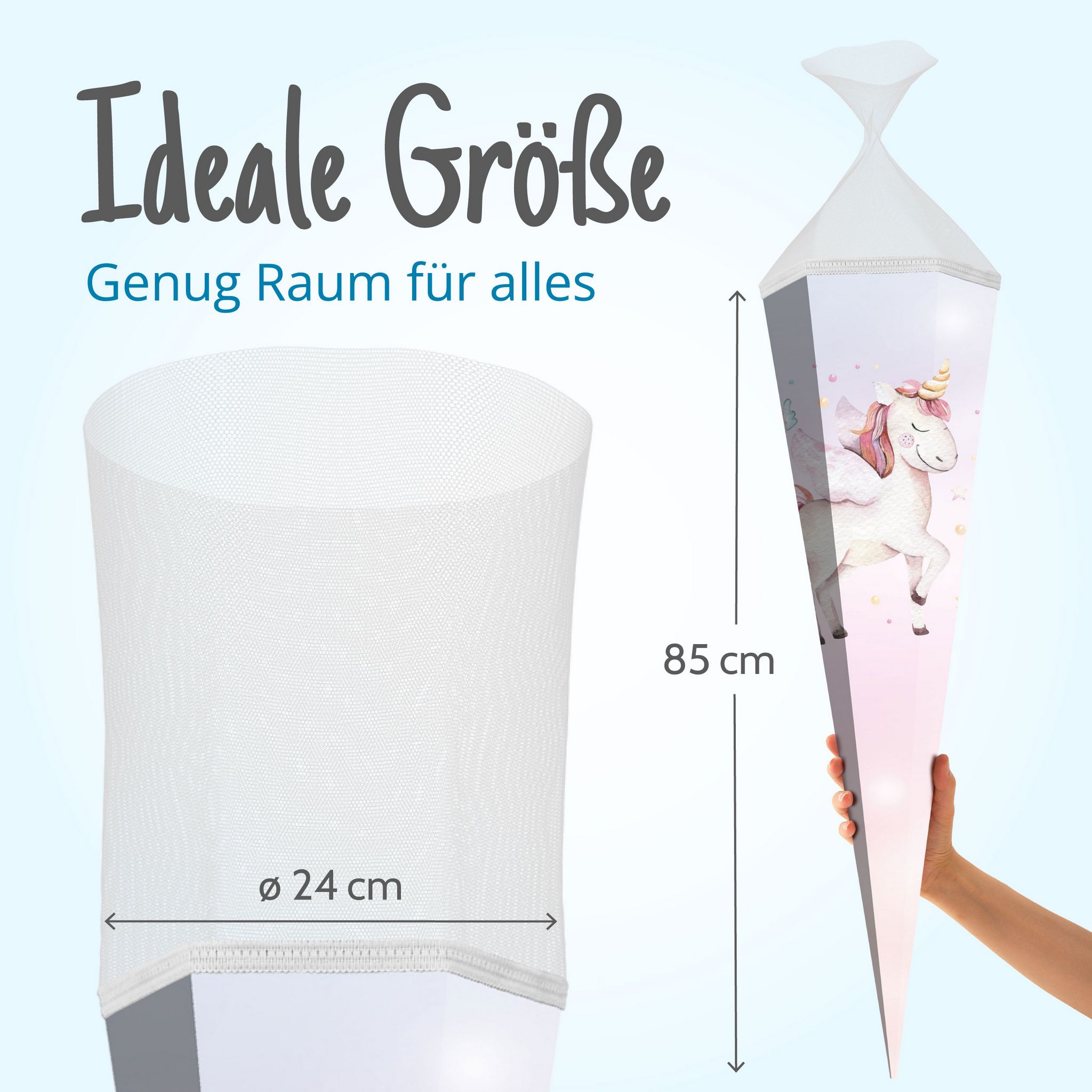 itenga Schult�te 85cm eckig Motiv Einhorn Aquarell mit T...