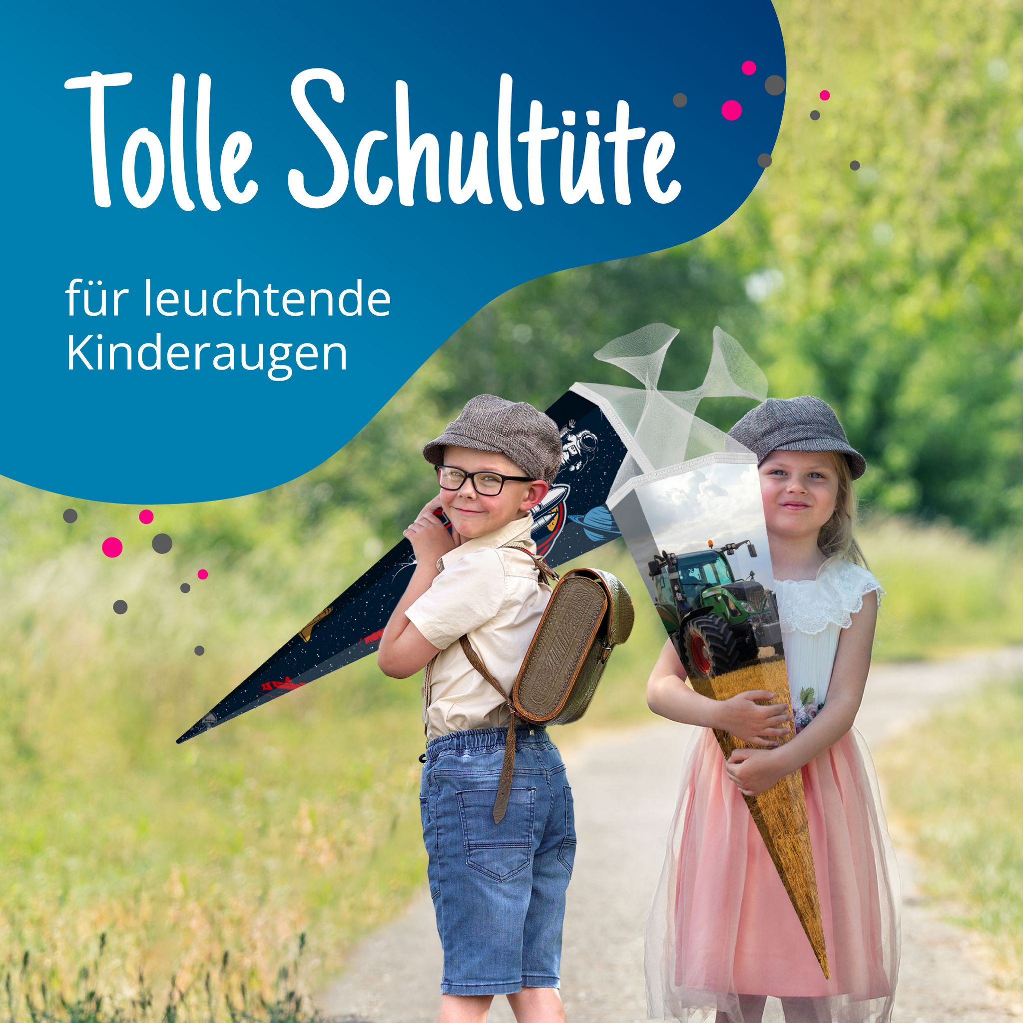 itenga Schult�te 85cm eckig Motiv Traktor im Feld mit T�...
