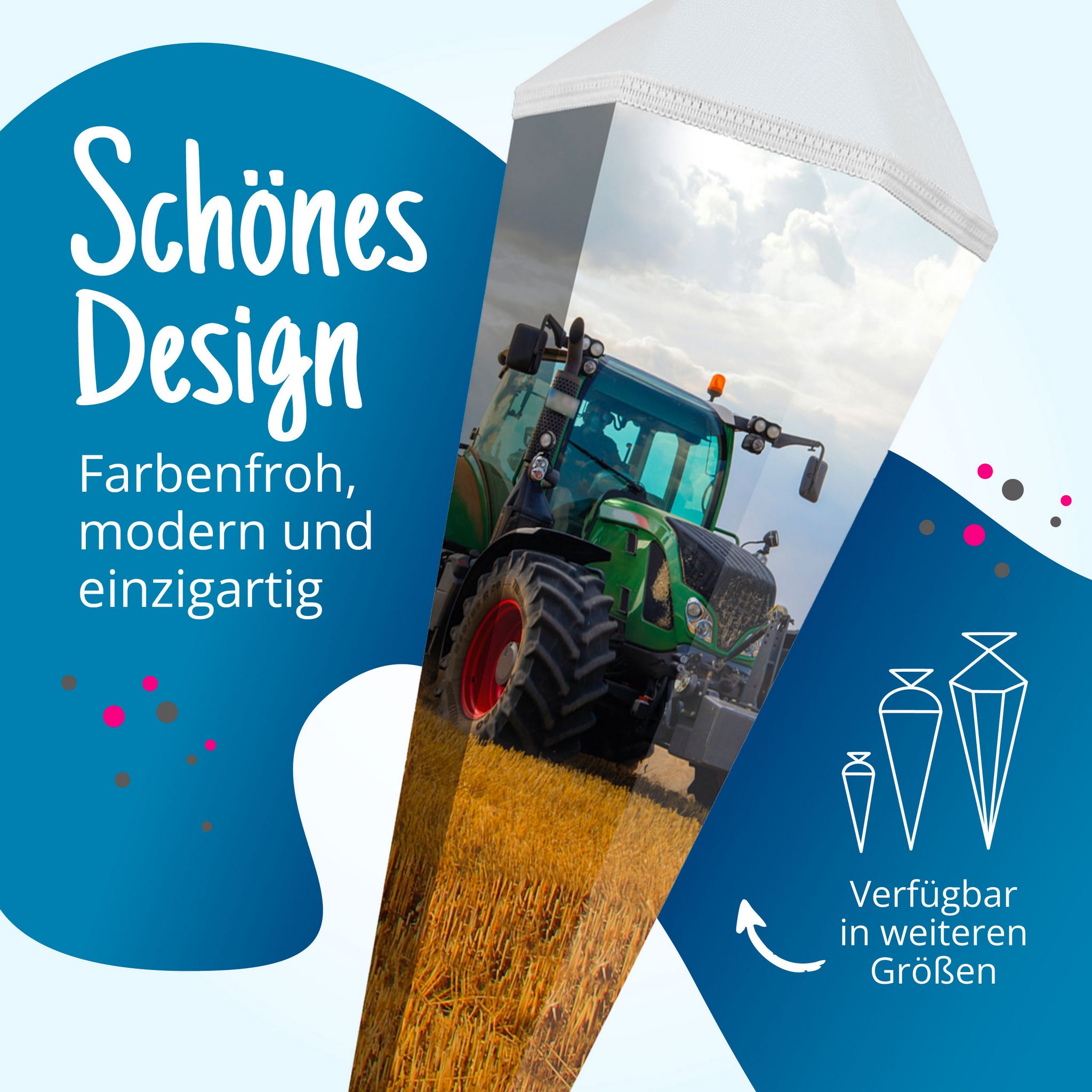 itenga Schult�te 85cm eckig Motiv Traktor im Feld mit T�...