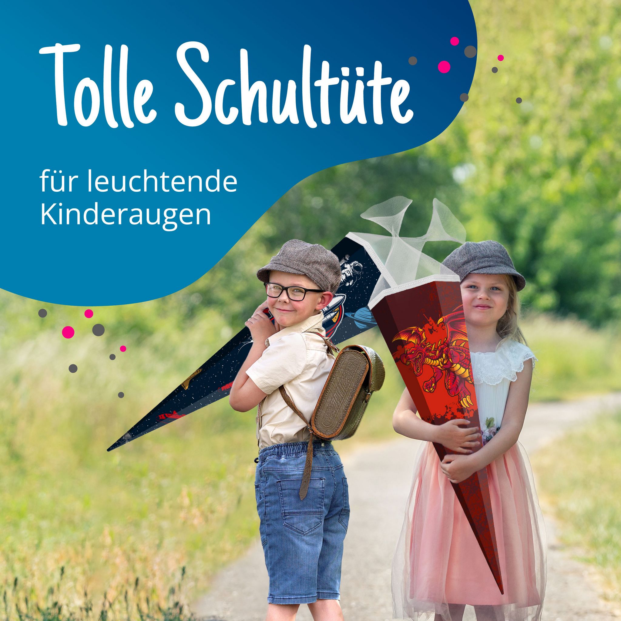 itenga Schult�te 85cm eckig Motiv Drache mit T�llverschluss