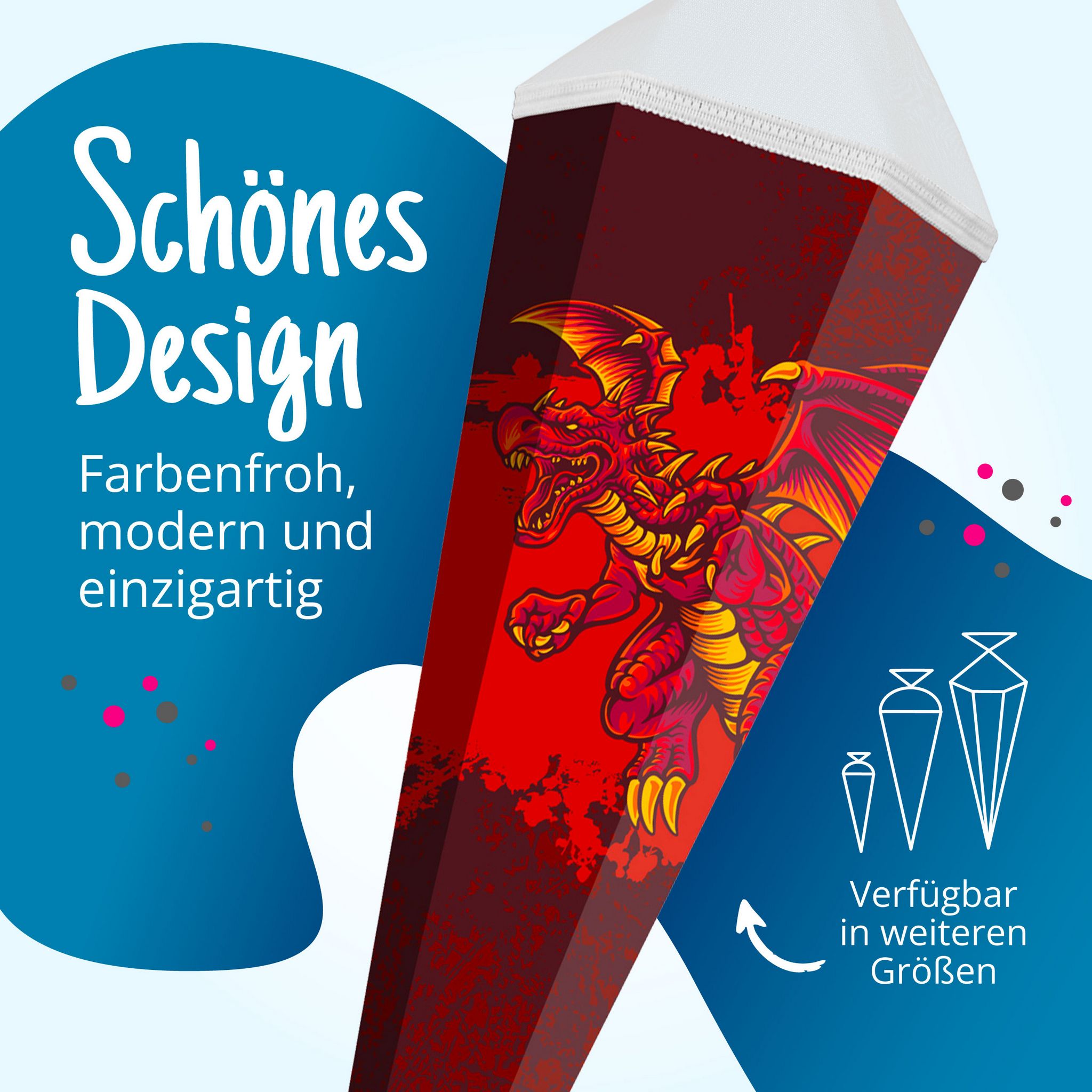 itenga Schult�te 85cm eckig Motiv Drache mit T�llverschluss