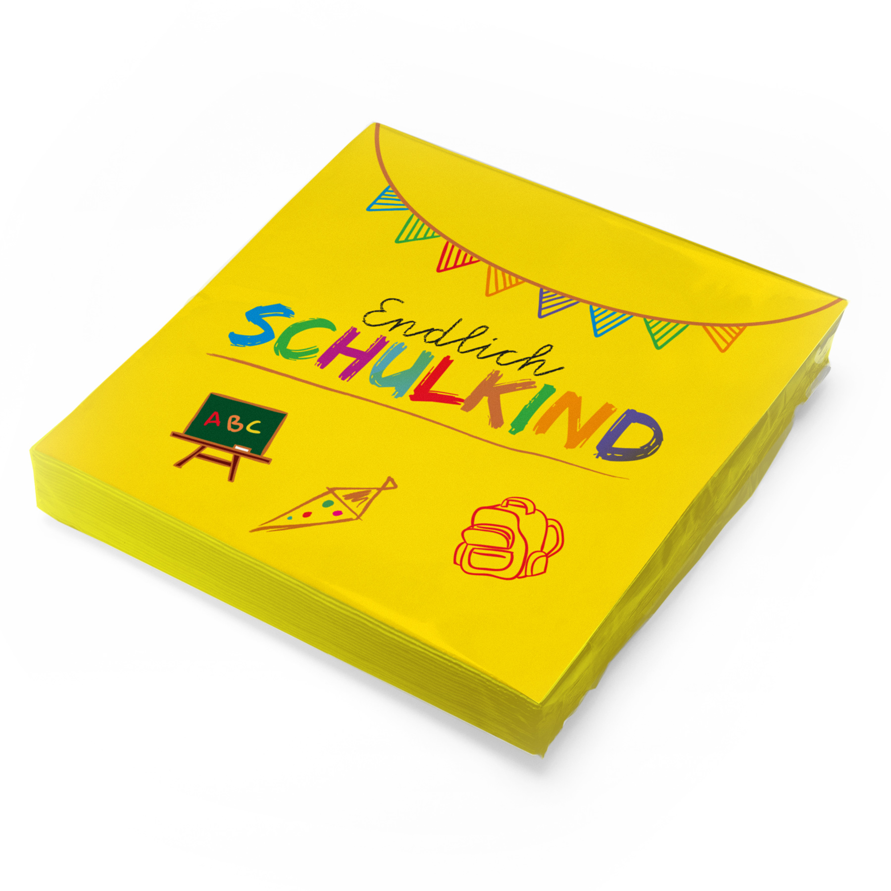 itenga 20x Serviette Schulanfang Endlich Schulkind GELB