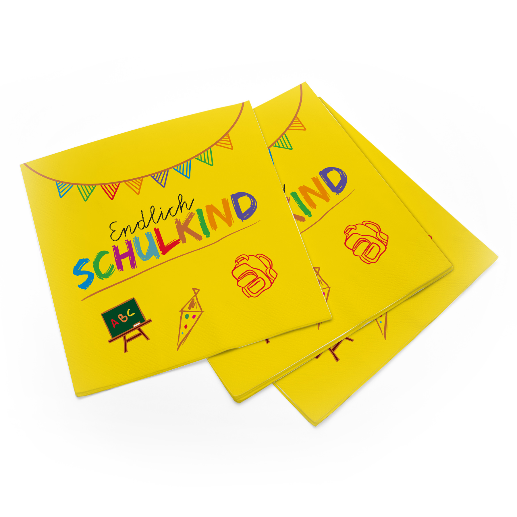 itenga 20x Serviette Schulanfang Endlich Schulkind GELB